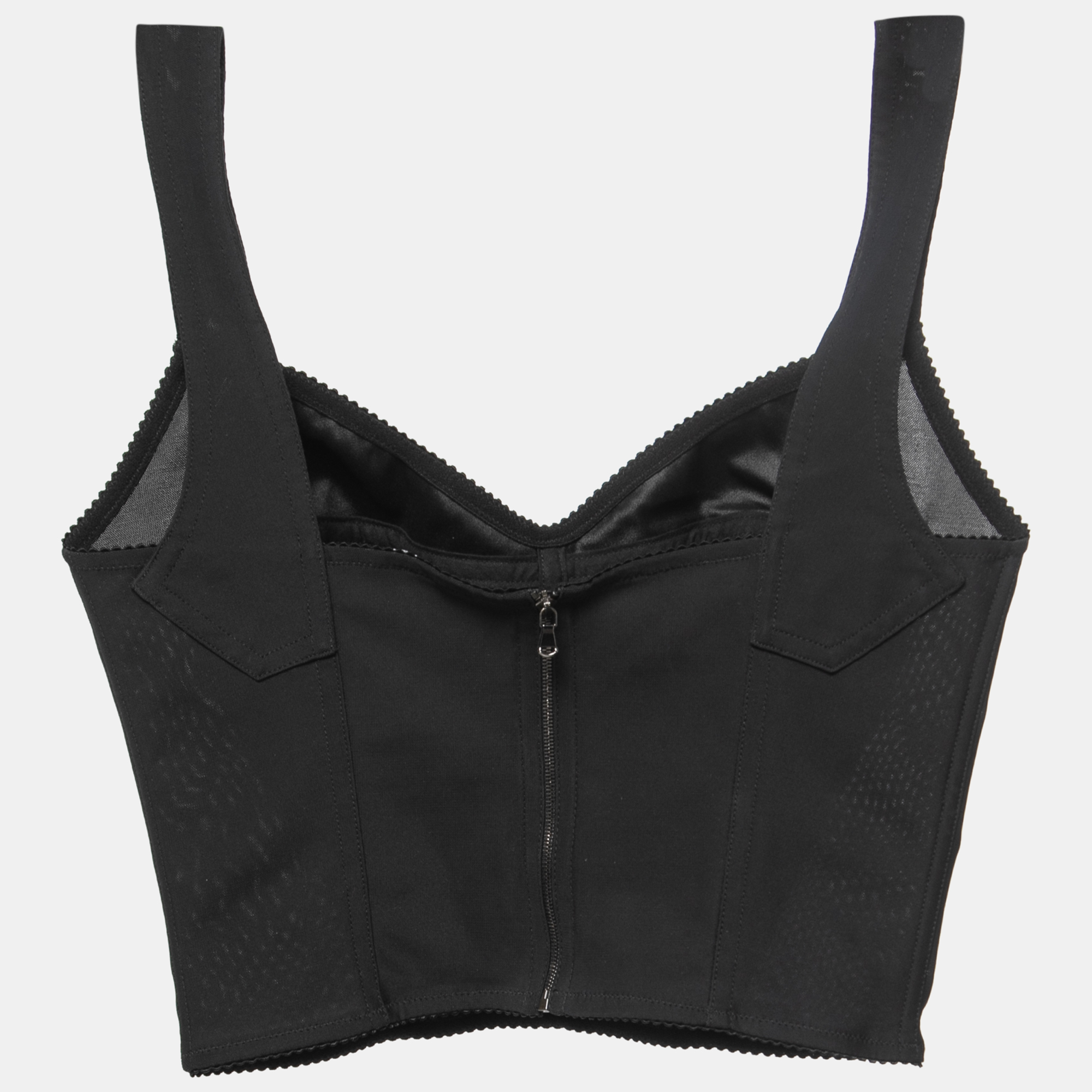 

Dolce & Gabbana Black Nylon Sleeveless Cropped Corset Top