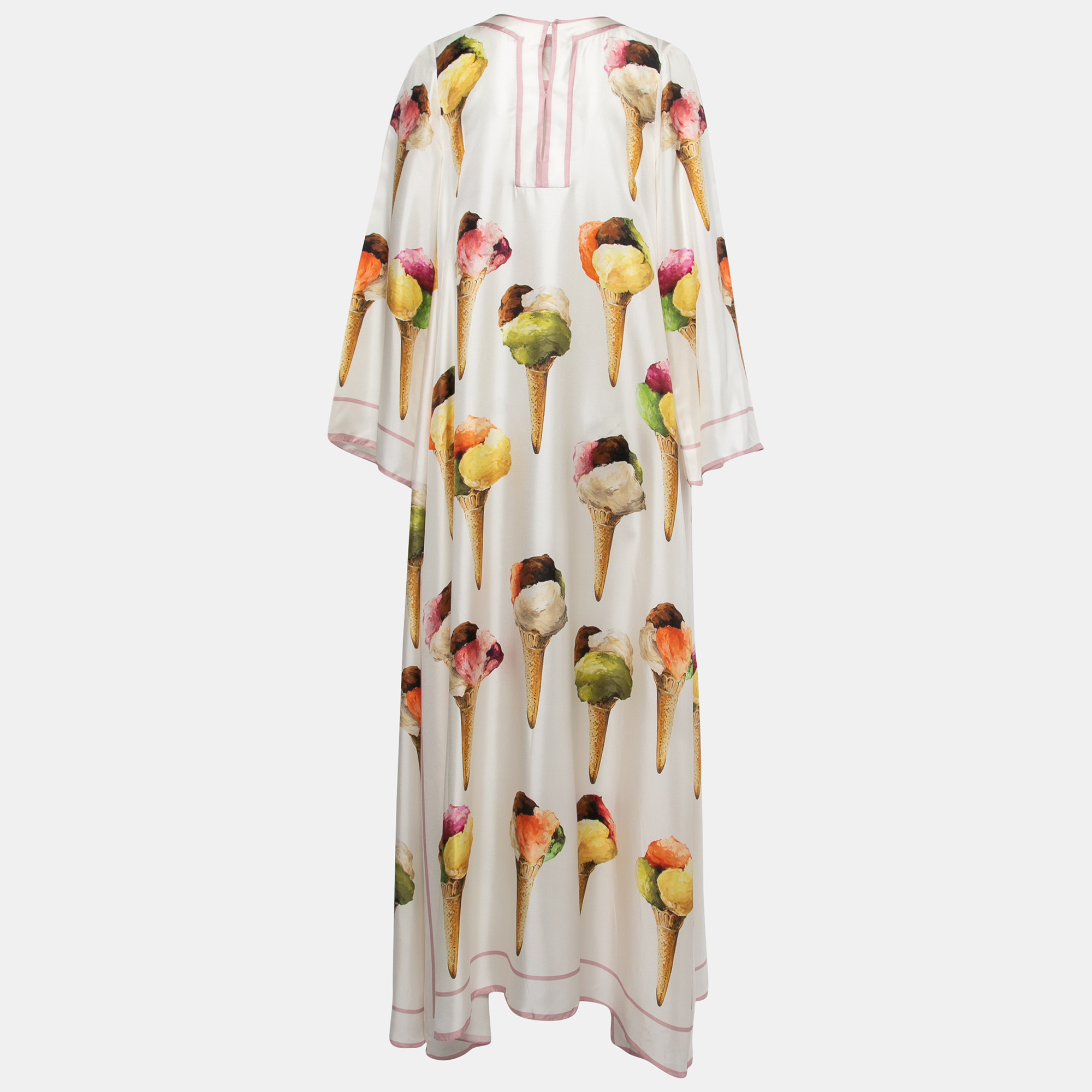 

Dolce & Gabbana White Ice Cream Print Silk Twill Kaftan Maxi Dress