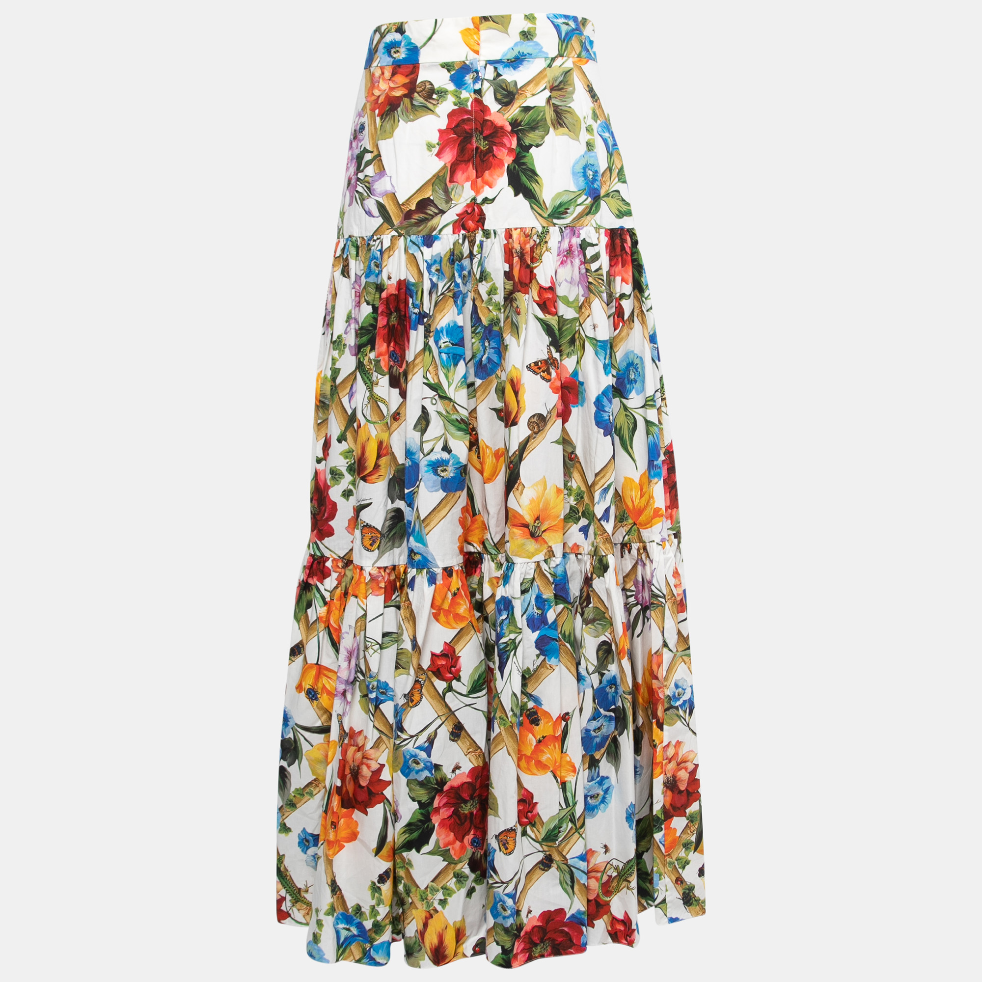 

Dolce & Gabbana White Floral Printed Cotton Maxi Dress
