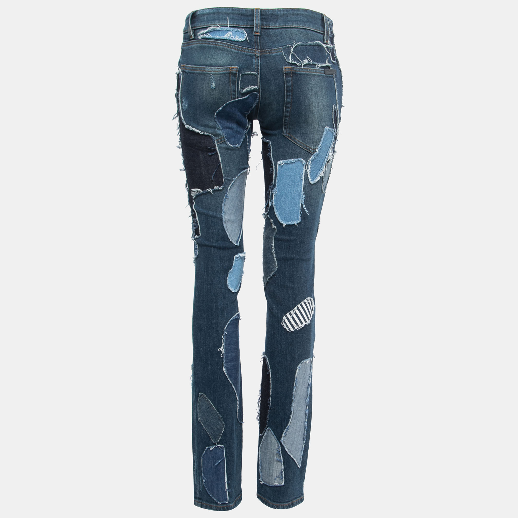 

Dolce & Gabbana Blue Distressed Patched Denim Skinny Jeans  Waist 27