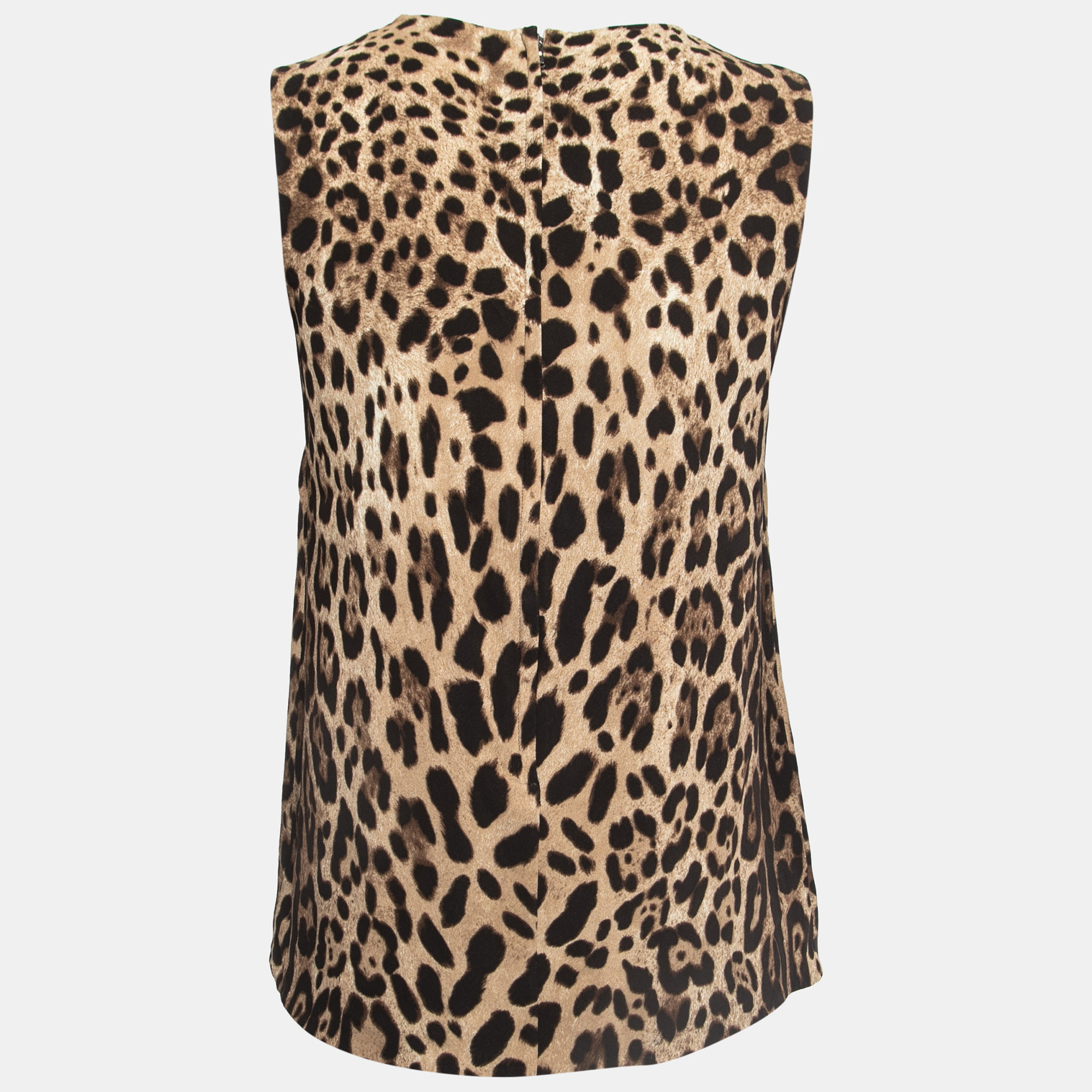 

Dolce & Gabbana Brown Animal Printed Crepe Sleeveless Top