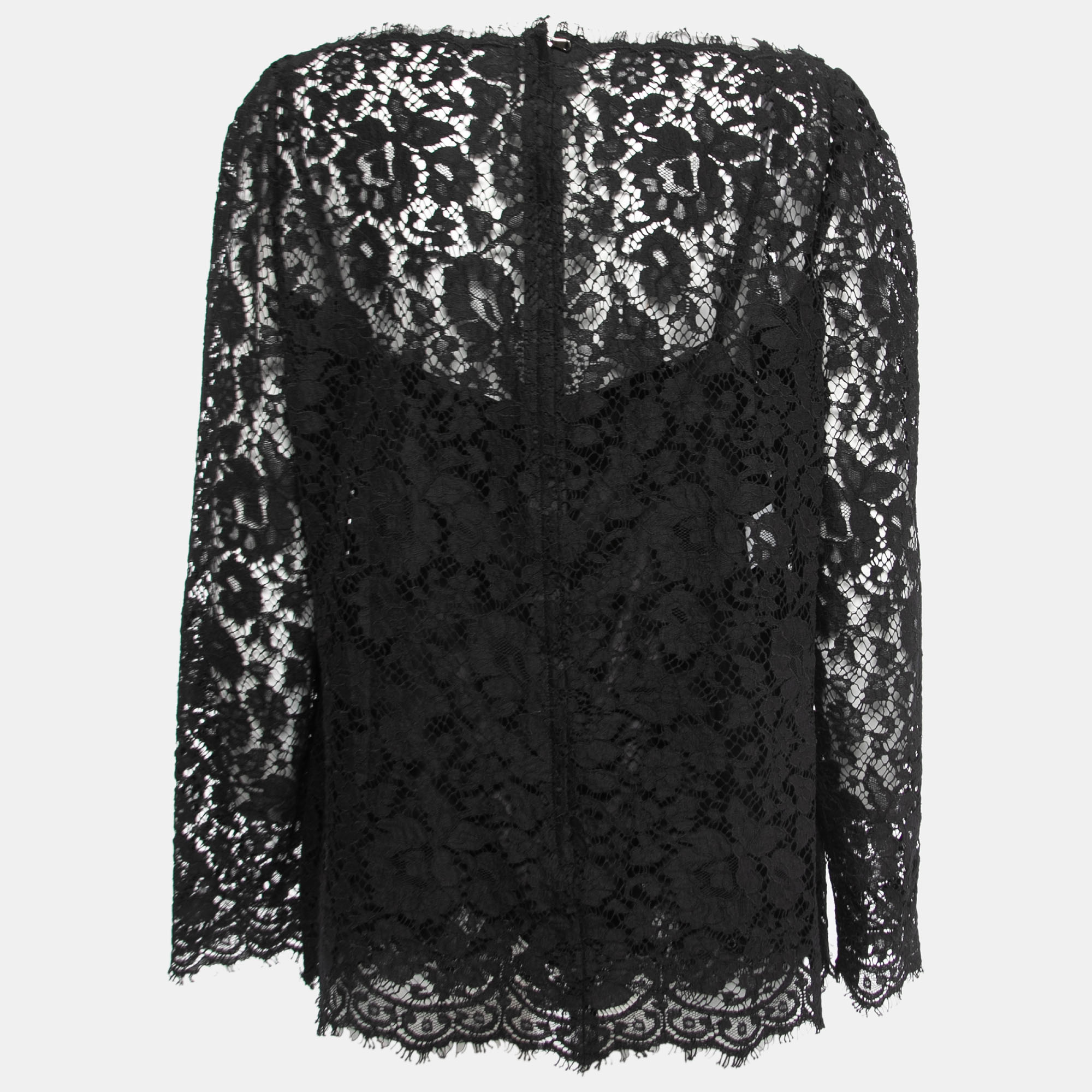

Dolce & Gabbana Black Floral Lace Long Sleeve Top