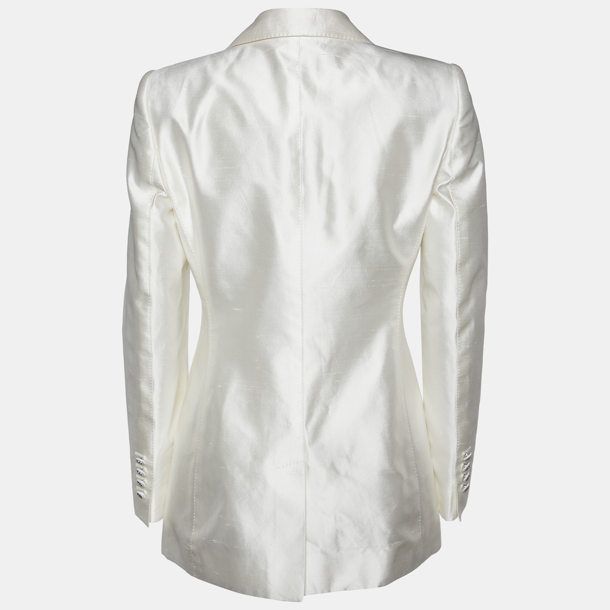 

Dolce & Gabbana White Silk Double Breasted Blazer