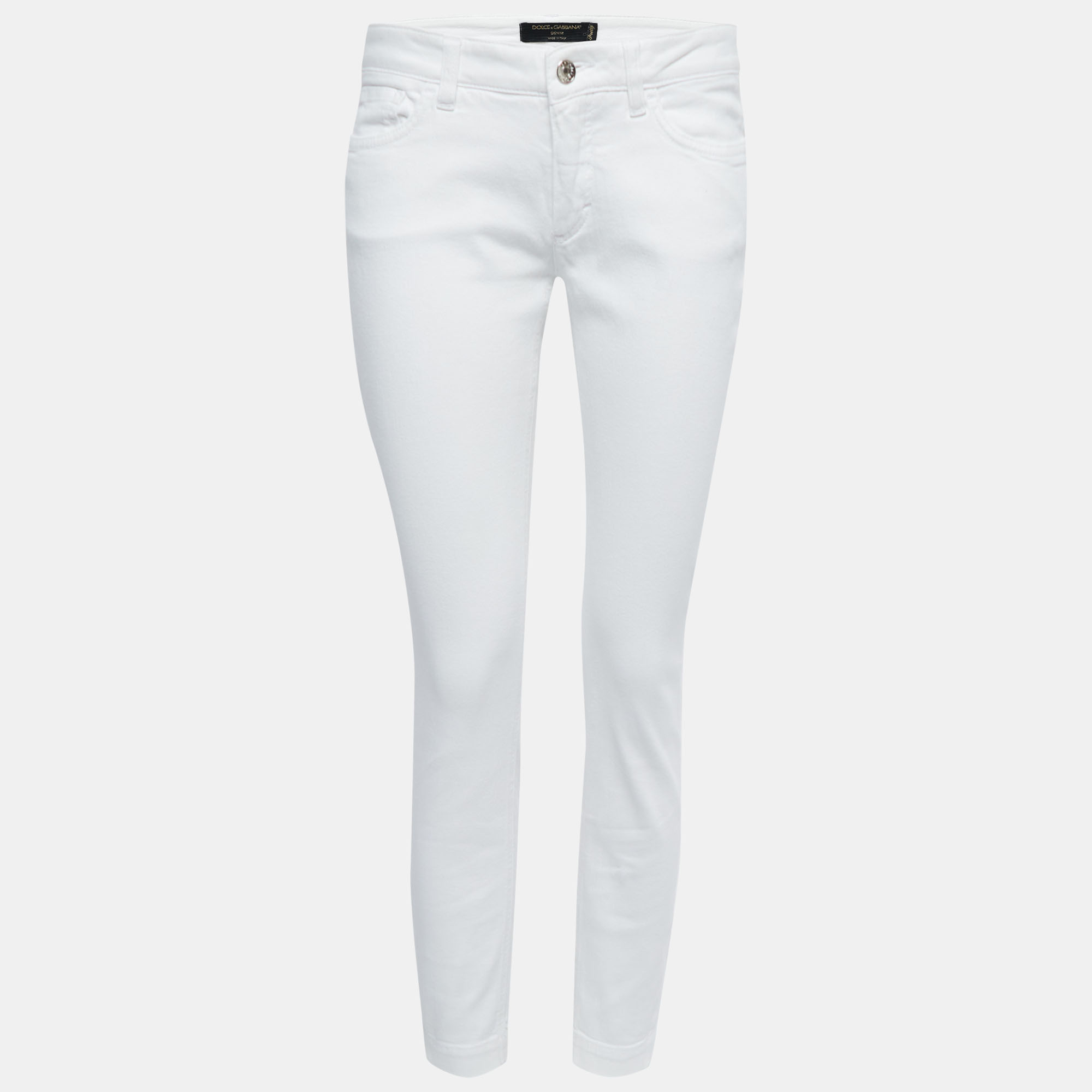 Pre-owned Dolce & Gabbana White Denim Pretty Skinny Jeans M Waist 30"