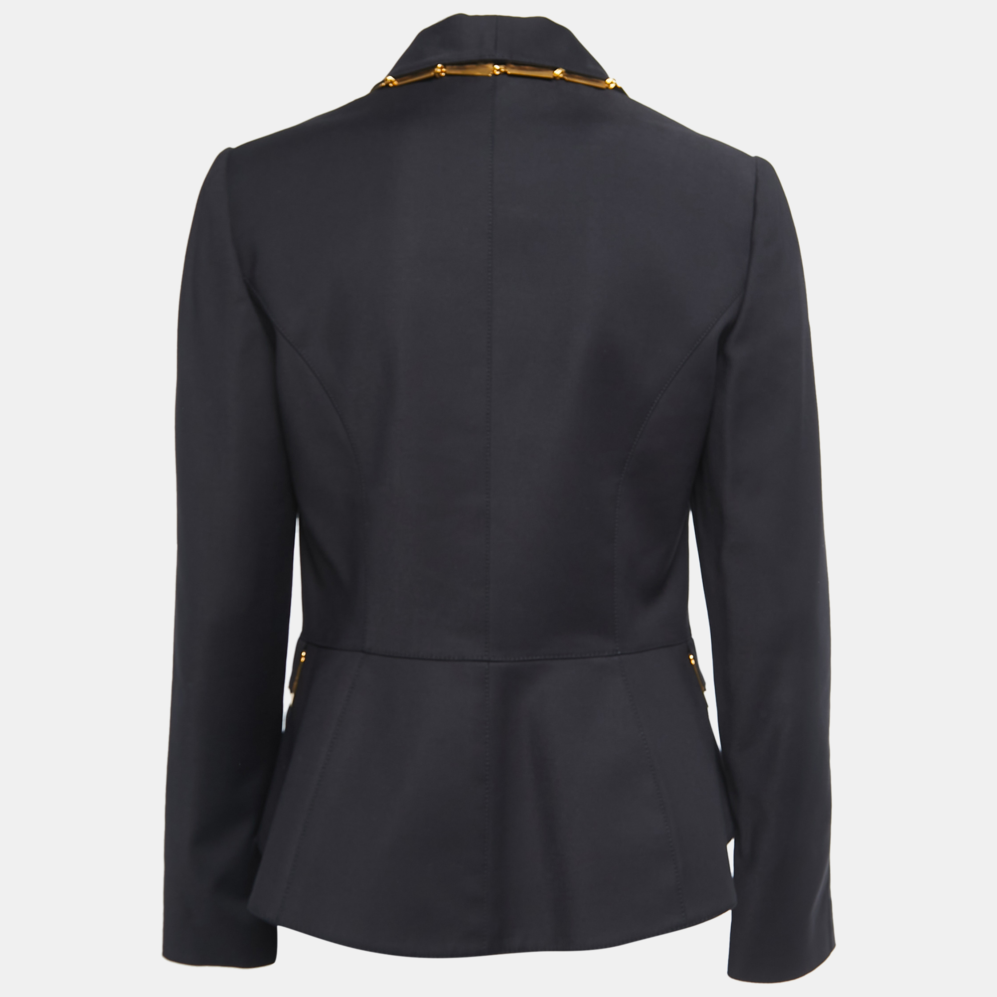 

Dolce & Gabbana Black Cotton & Nylon Gold Chain Detail Blazer