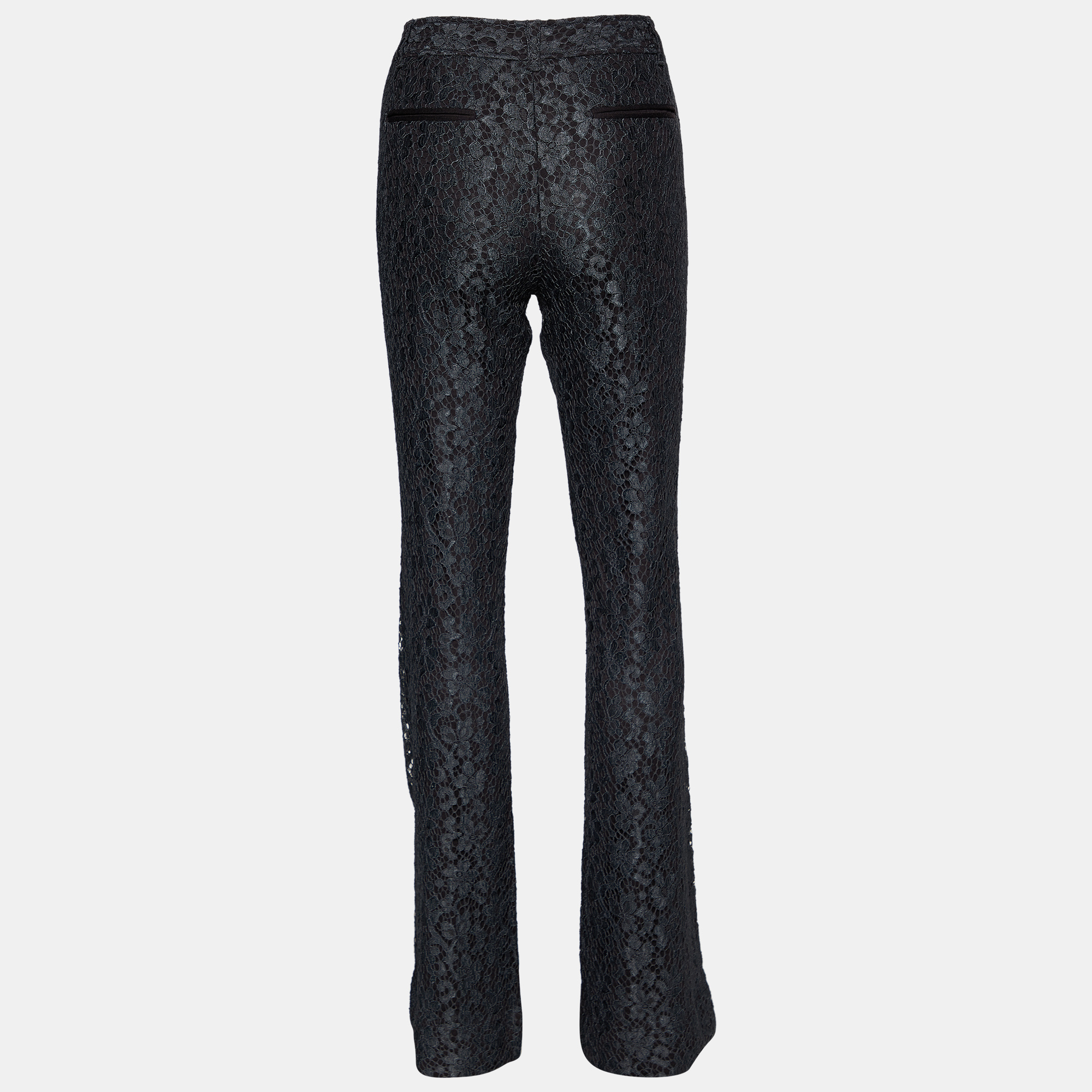 

Dolce & Gabbana Black Floral Lace Flared Leg Pants