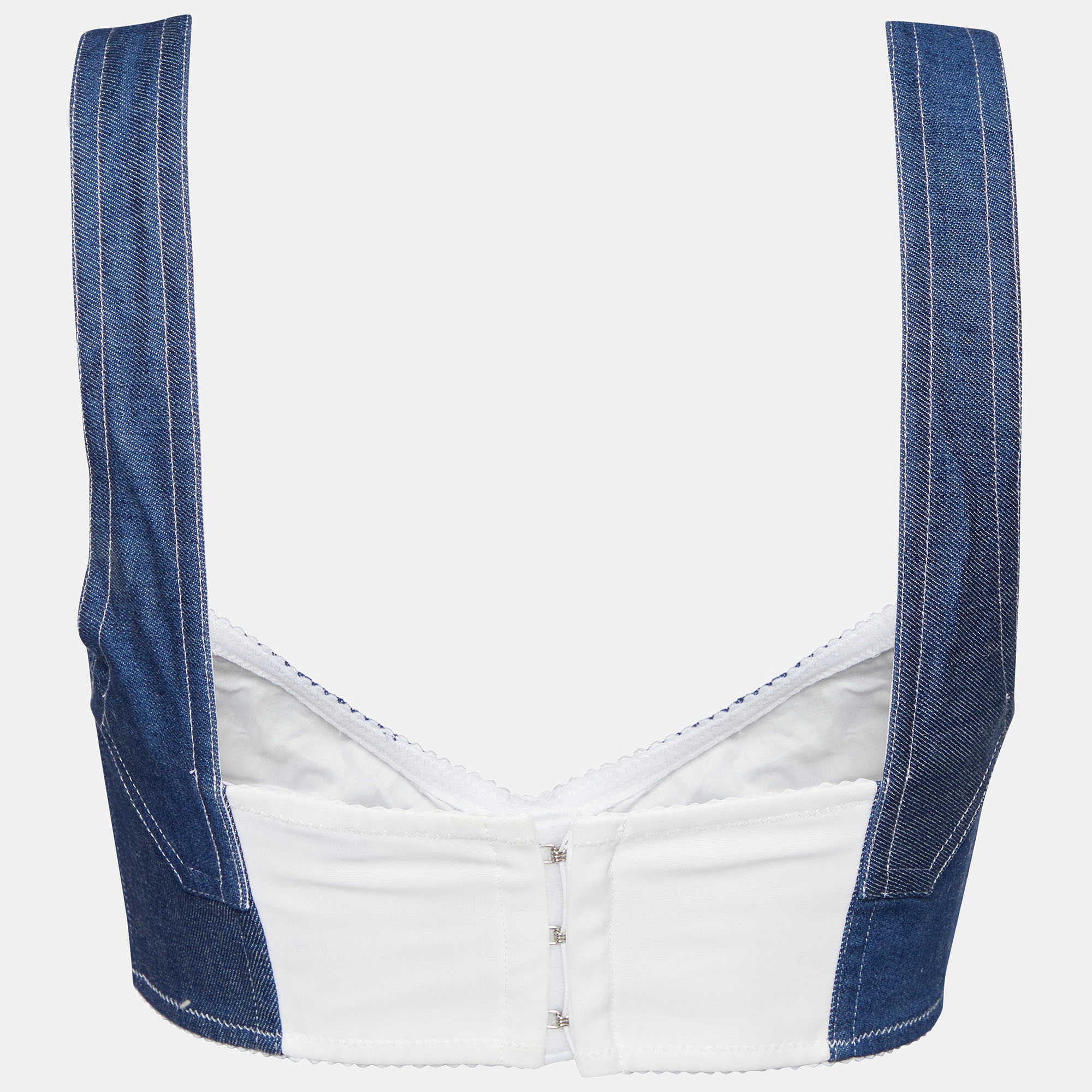 

Dolce & Gabbana Navy Blue Denim Bustier Top