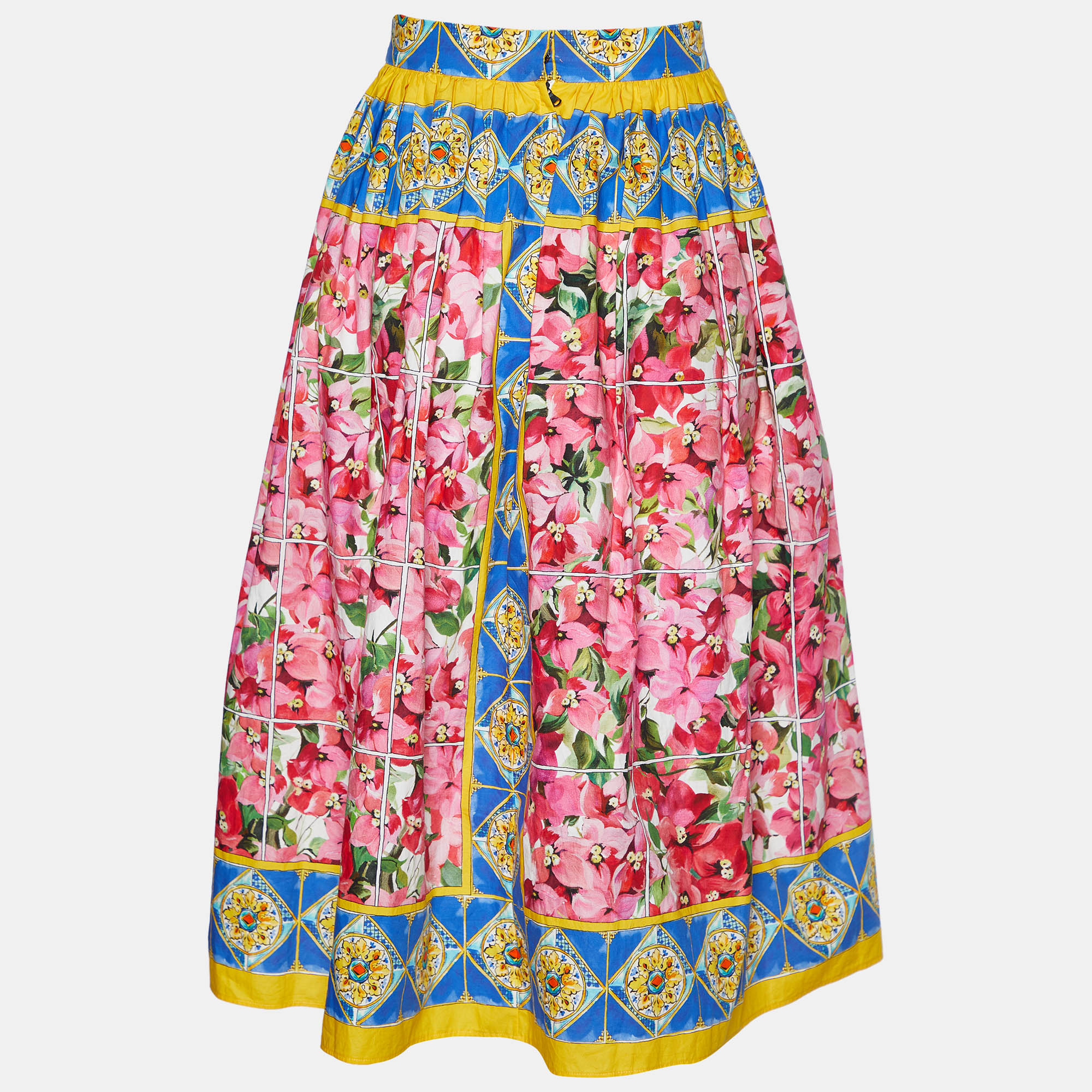 

Dolce & Gabbana Multicolor Multiprinted Cotton Midi Skirt
