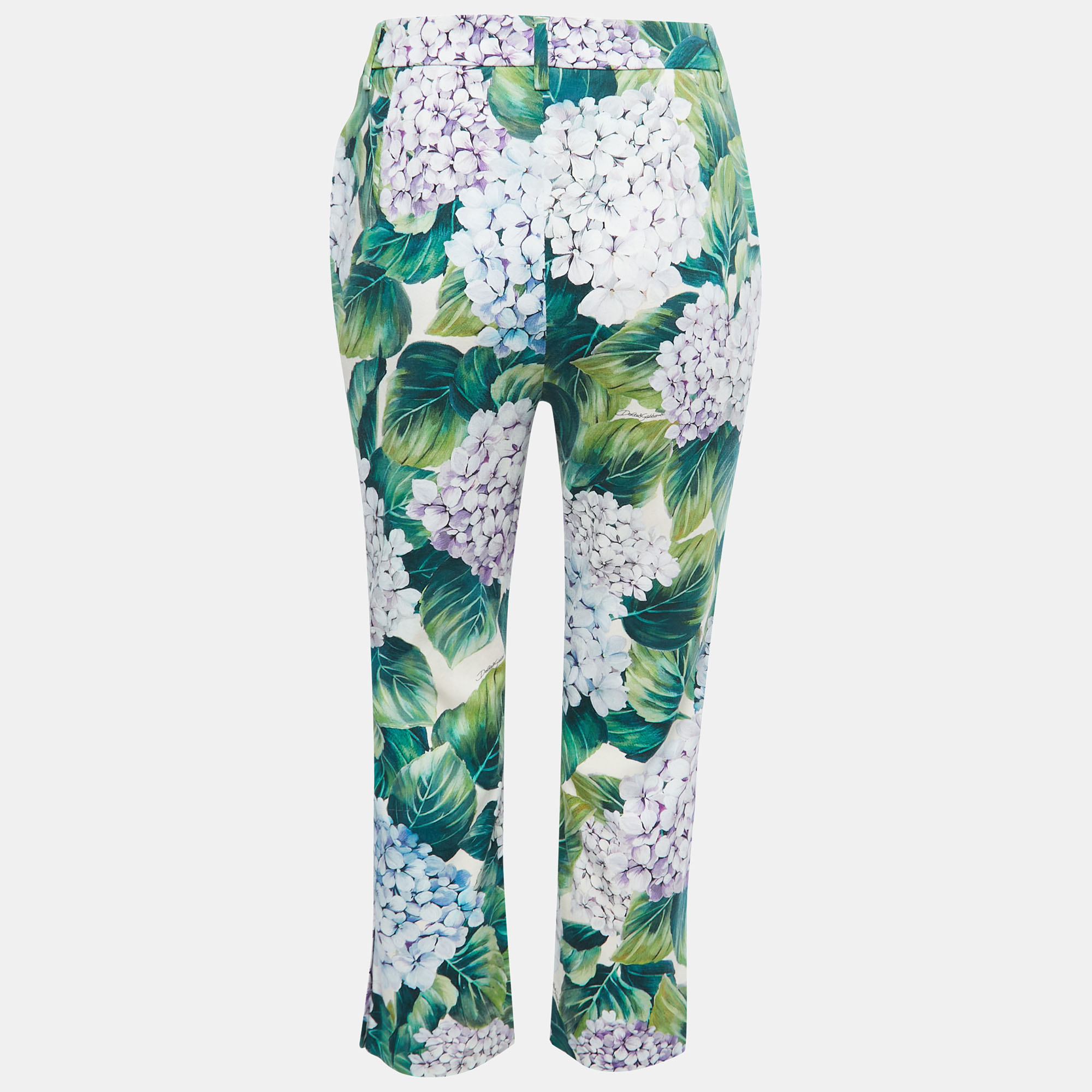 

Dolce & Gabbana Multicolor Hydrangea Printed Cotton Tapered Trousers