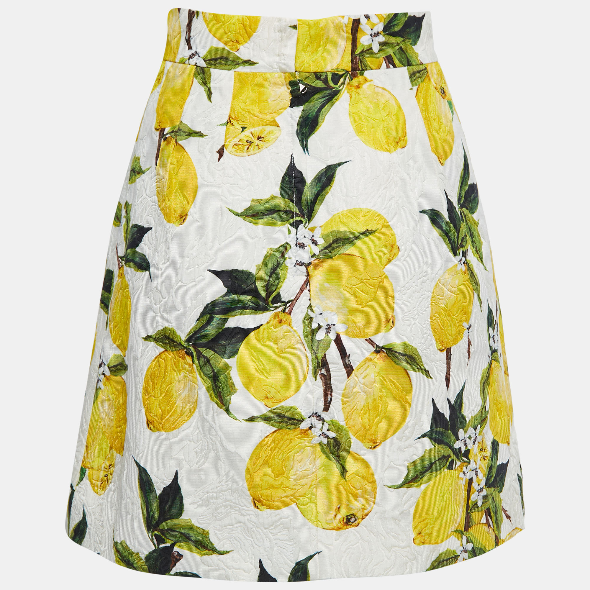

Dolce & Gabbana Off-White Lemon Patterned Jacquard Mini Skirt