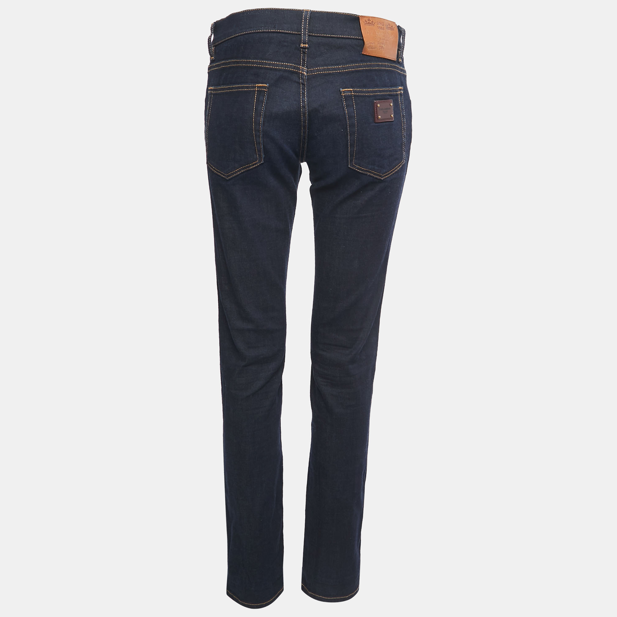 

Dolce & Gabbana Dark Blue Embroidered Denim Skinny Jeans  Waist 32