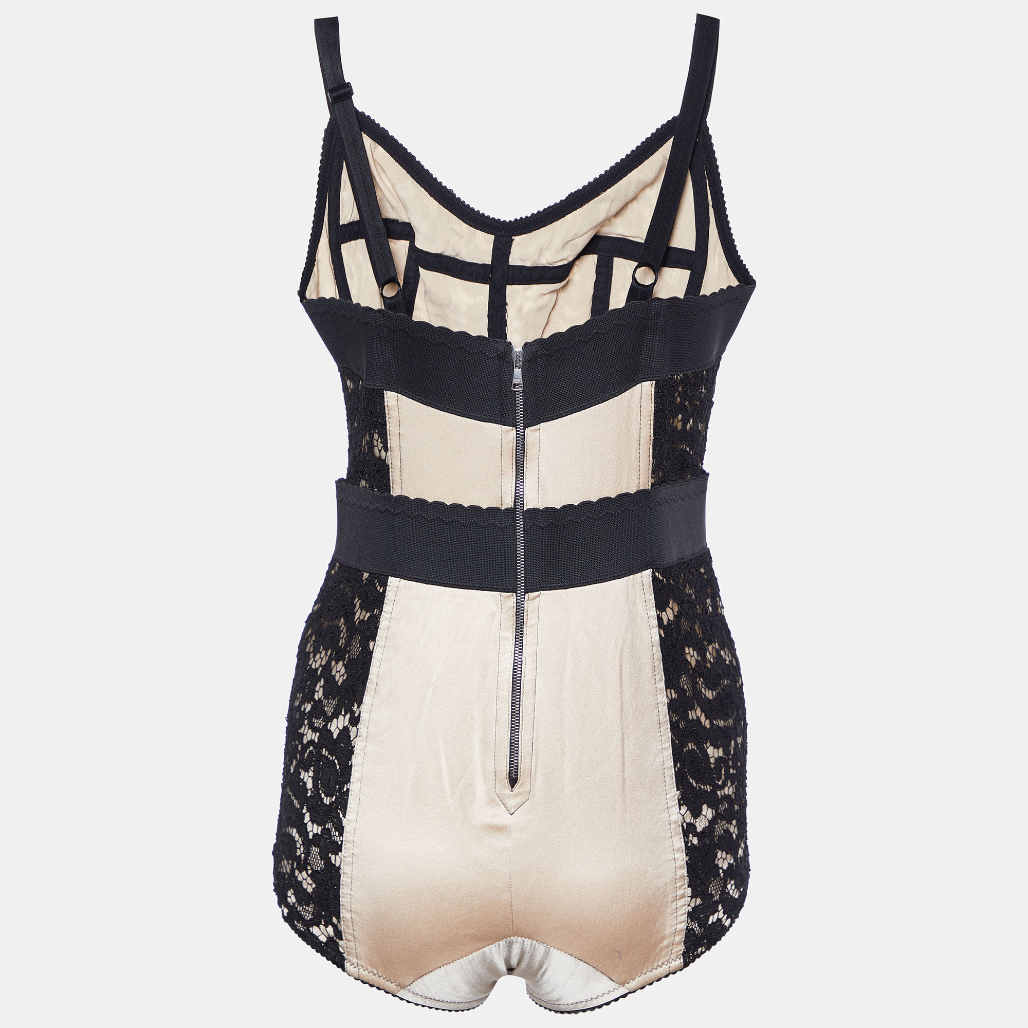 

Dolce & Gabbana Black Lace & Contrast Satin Bustier Bodysuit