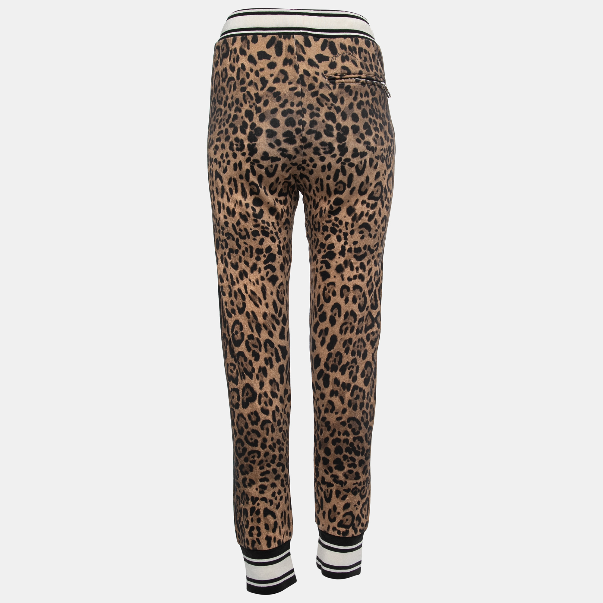 

Dolce & Gabbana Black/Brown Animal Print Cotton Knit Joggers