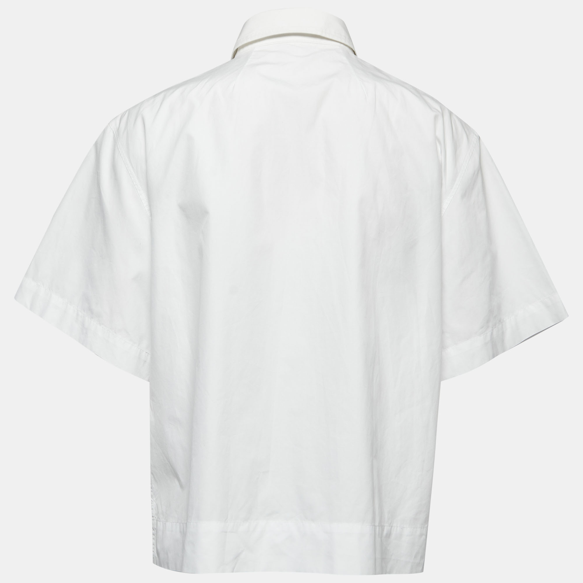 

Dolce & Gabbana White Cotton Button Front Half Sleeve Cropped Shirt