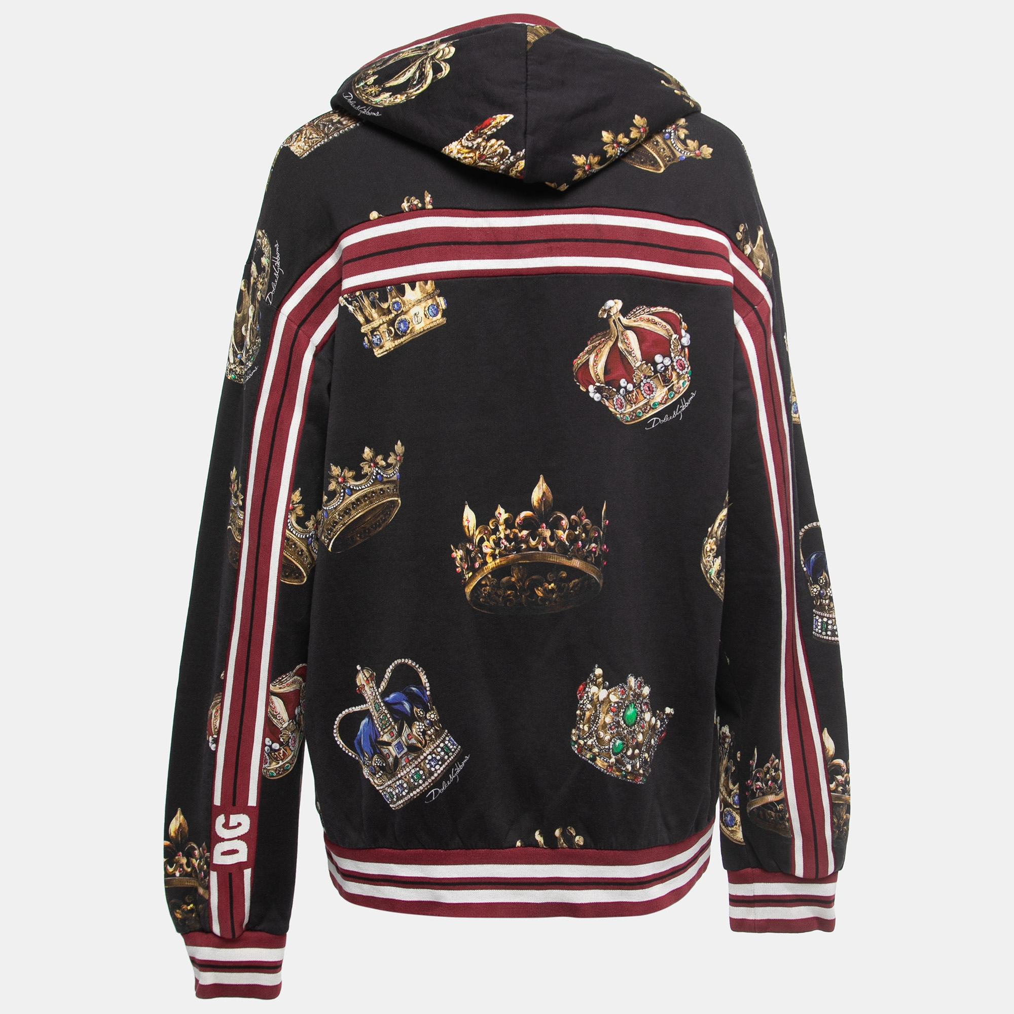 

Dolce & Gabbana Black Crown Printed Cotton King Hoodie