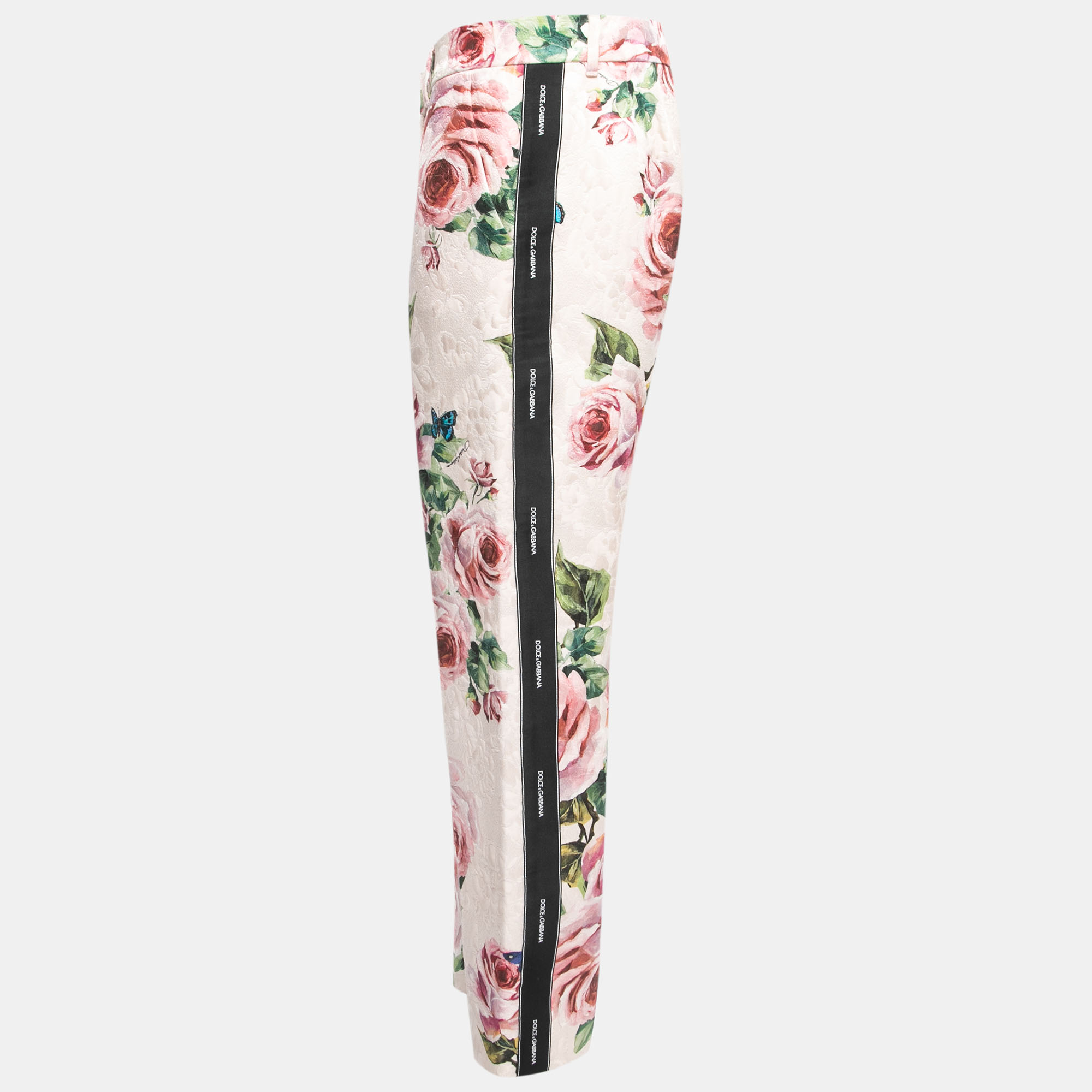 

Dolce & Gabbana Pink Floral Patterned Brocade Trousers