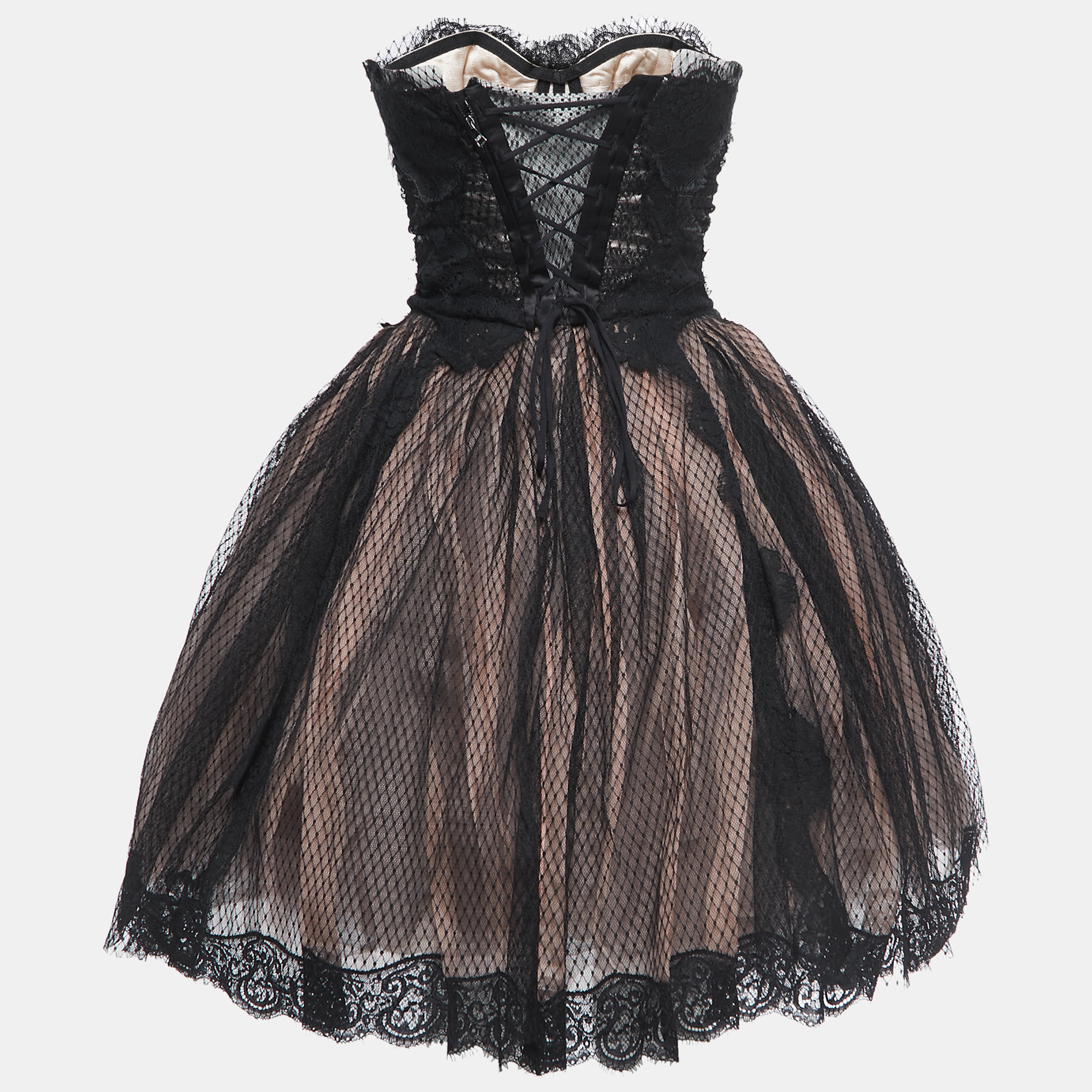 

Dolce & Gabbana Black Tulle & Mesh Strapless Corset Dress