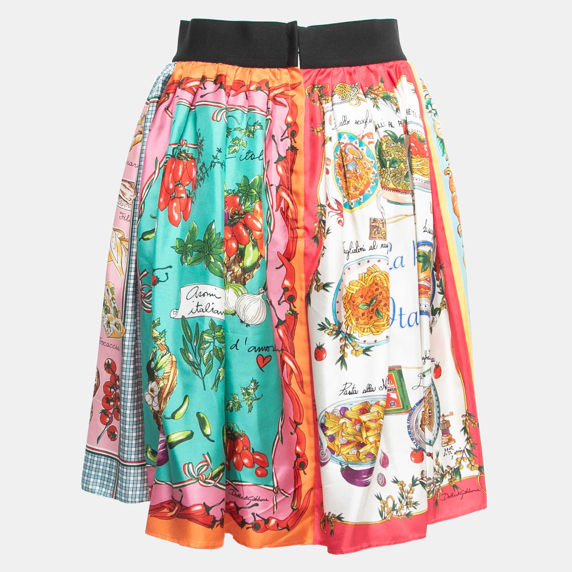 

Dolce & Gabbana Multicolor Paneled Printed Silk Twill Mini Skirt