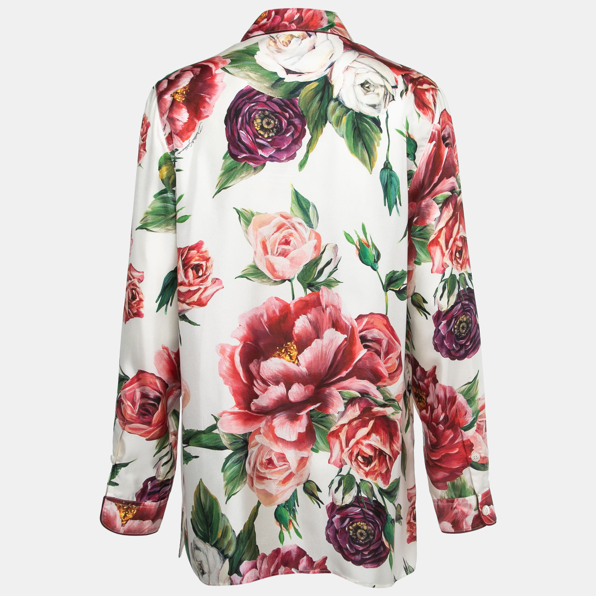 

Dolce & Gabbana Multicolor Floral Printed Silk Pajama Top