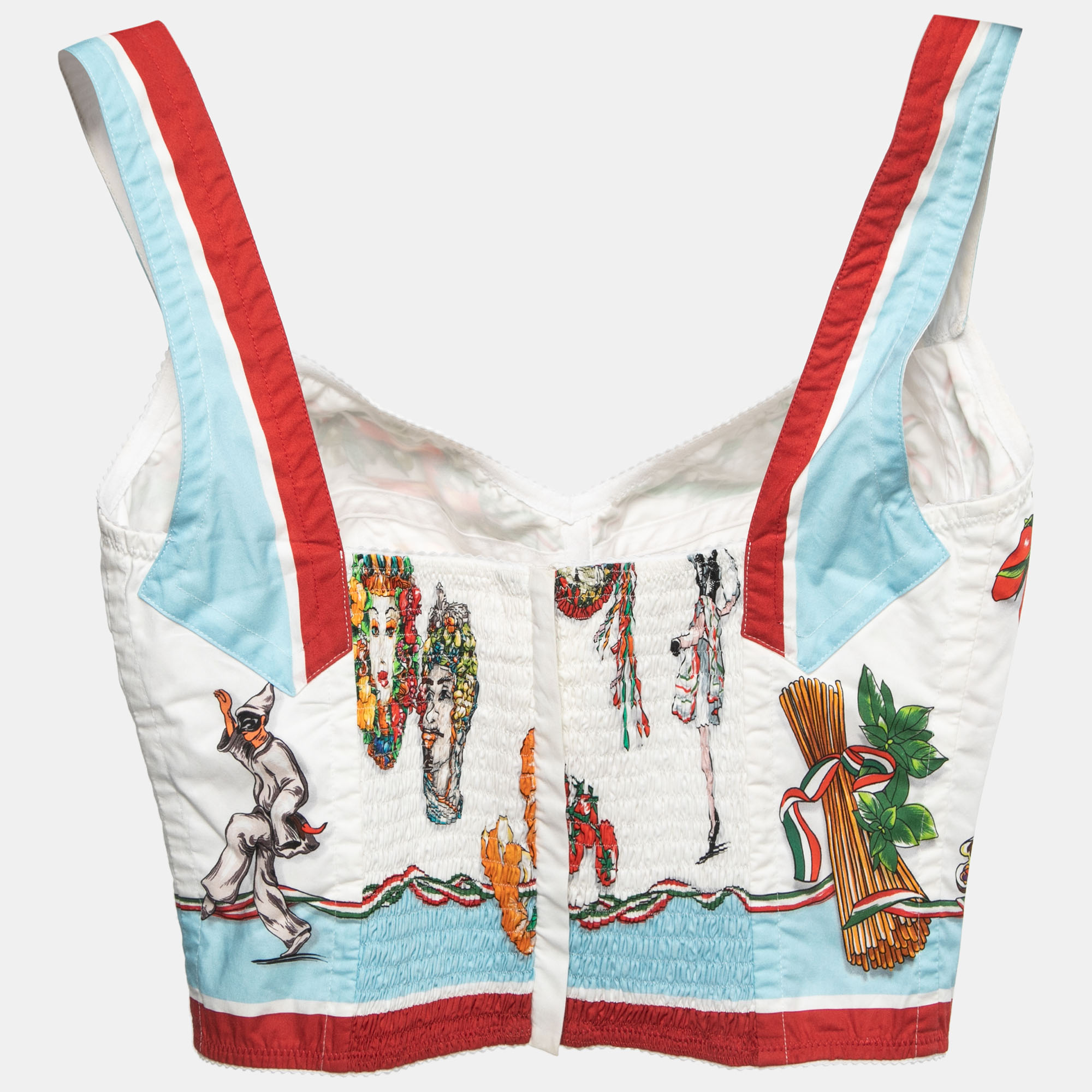 

Dolce & Gabbana Multicolor Printed Cotton Bustier Crop Top