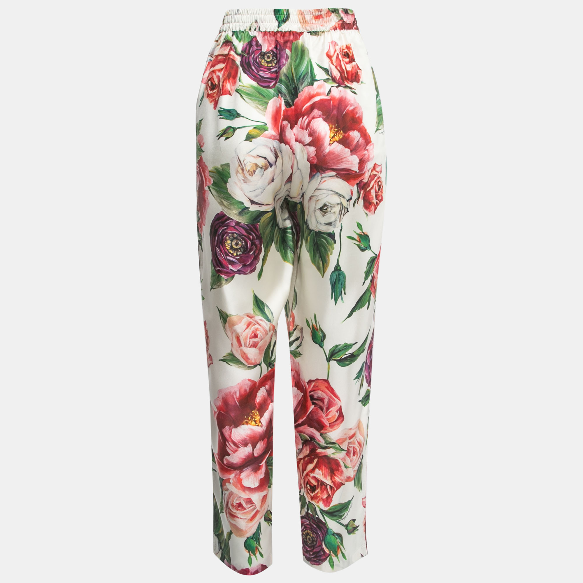 

Dolce & Gabbana Multicolor Floral Printed Silk Trousers