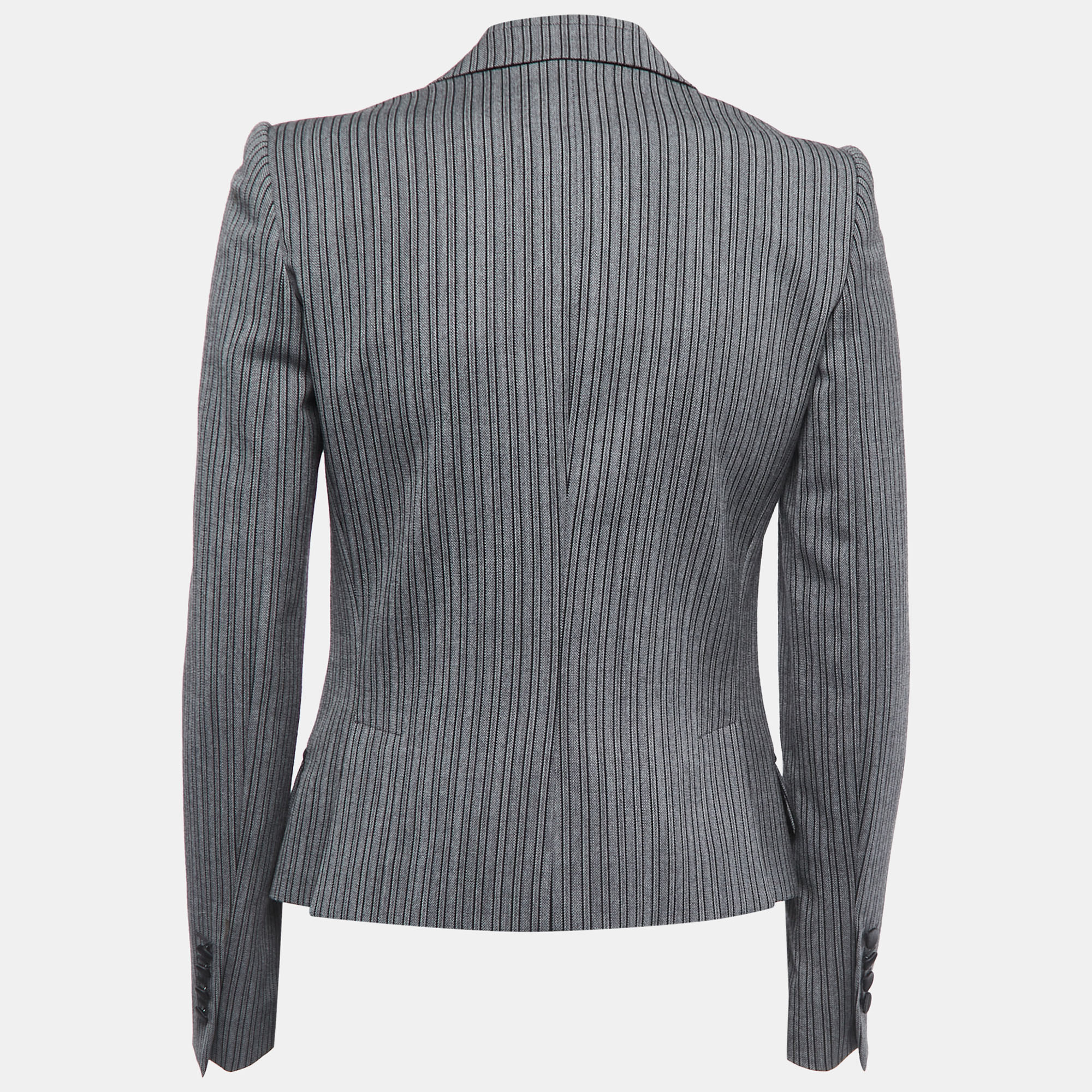 

Dolce & Gabbana Grey Striped Jacquard & Velvet Lapel Blazer