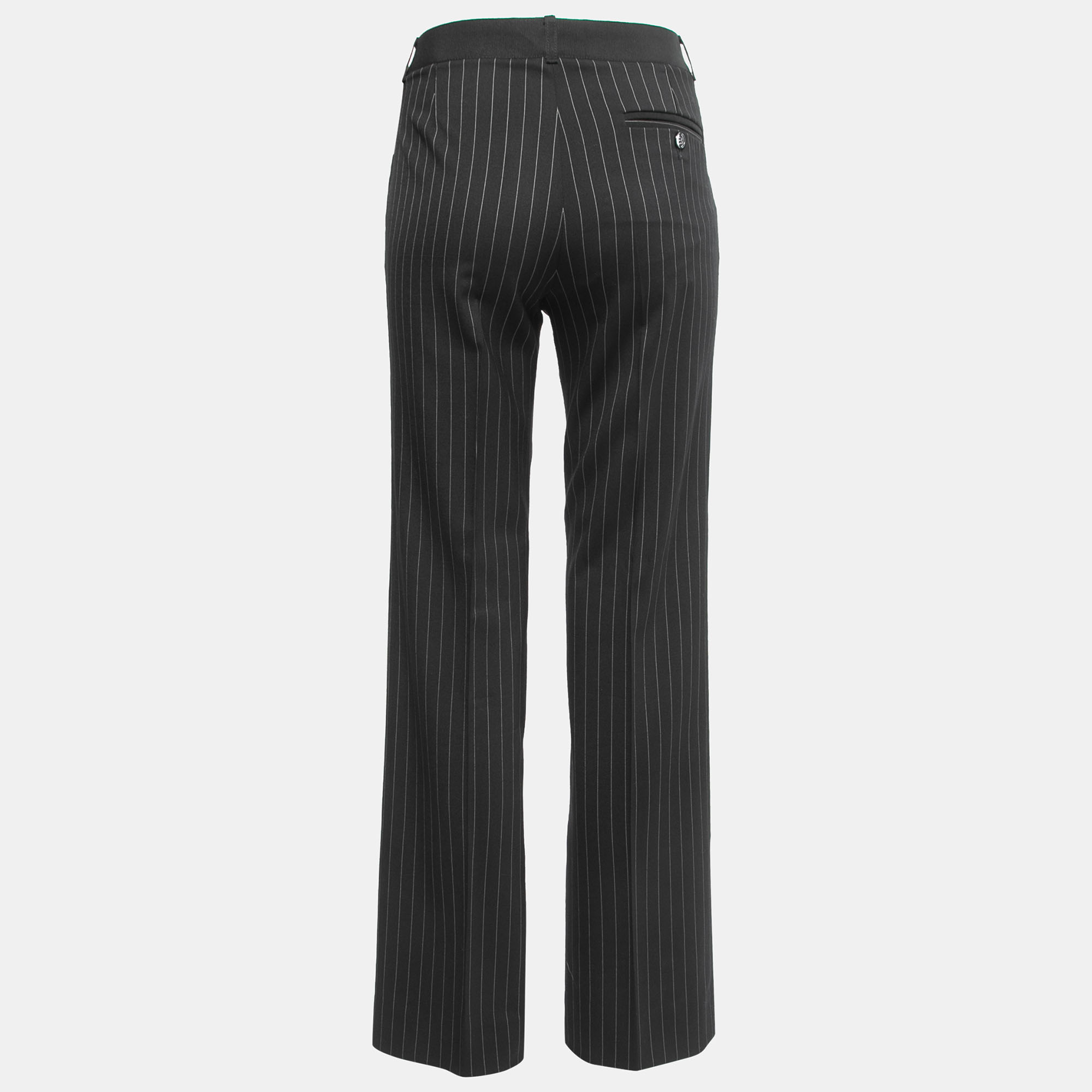 

Dolce & Gabbana Black Striped Wool Straight Leg Trousers