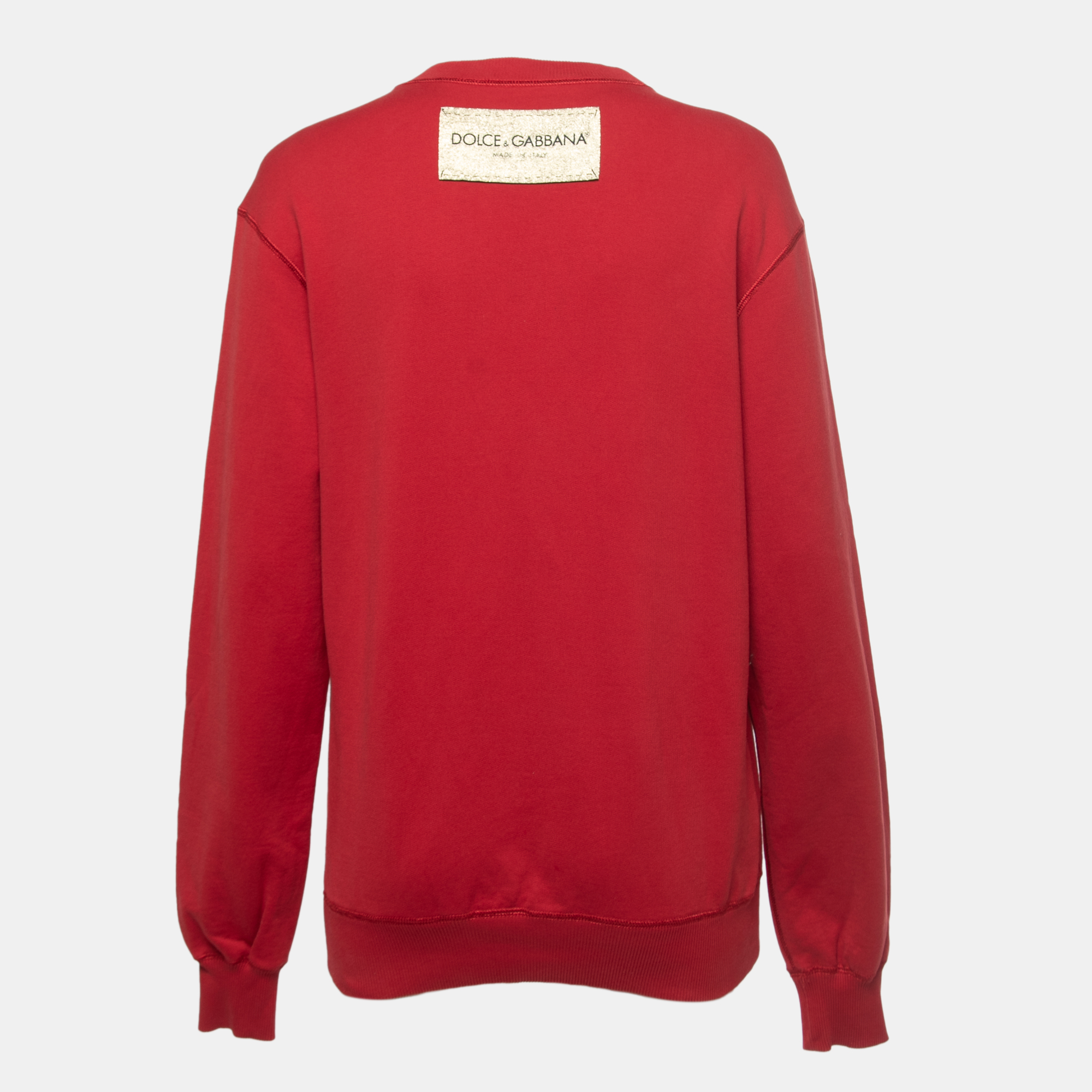 

Dolce & Gabbana Red Cotton Scared Heart Embellished Sweatshirt