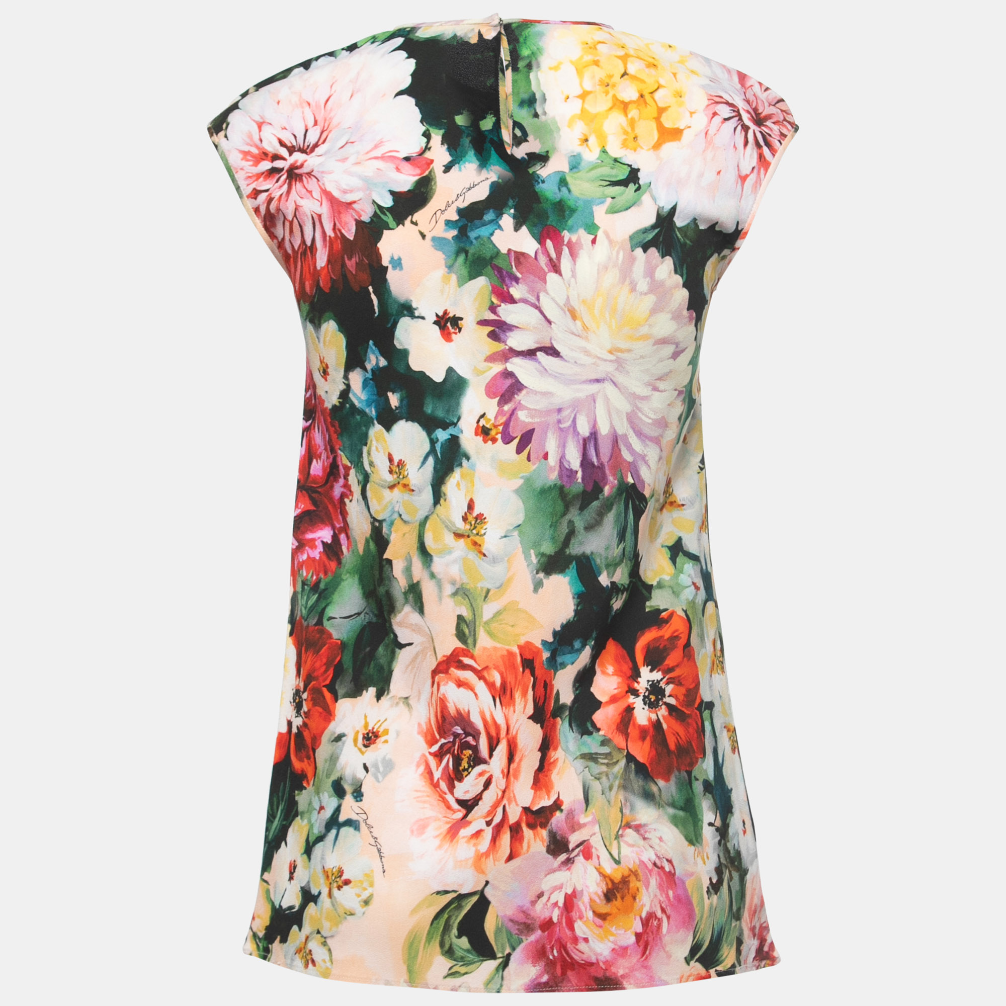 

Dolce & Gabbana Multicolor Floral Print Crepe Sleeveless Blouse