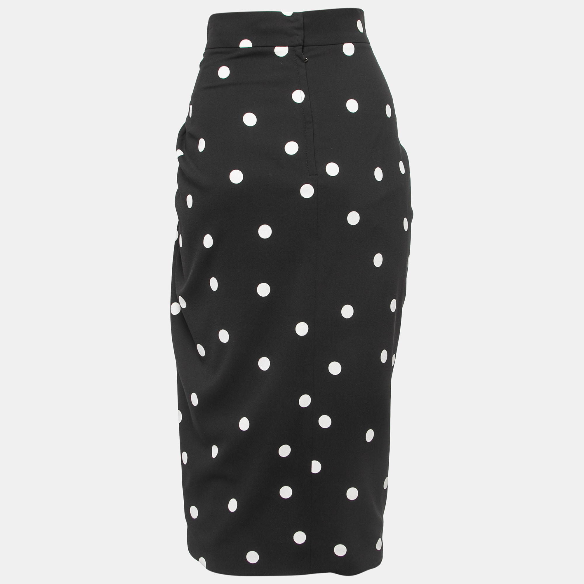 

Dolce & Gabbana Black Polka Dot Print Crepe Draped Skirt