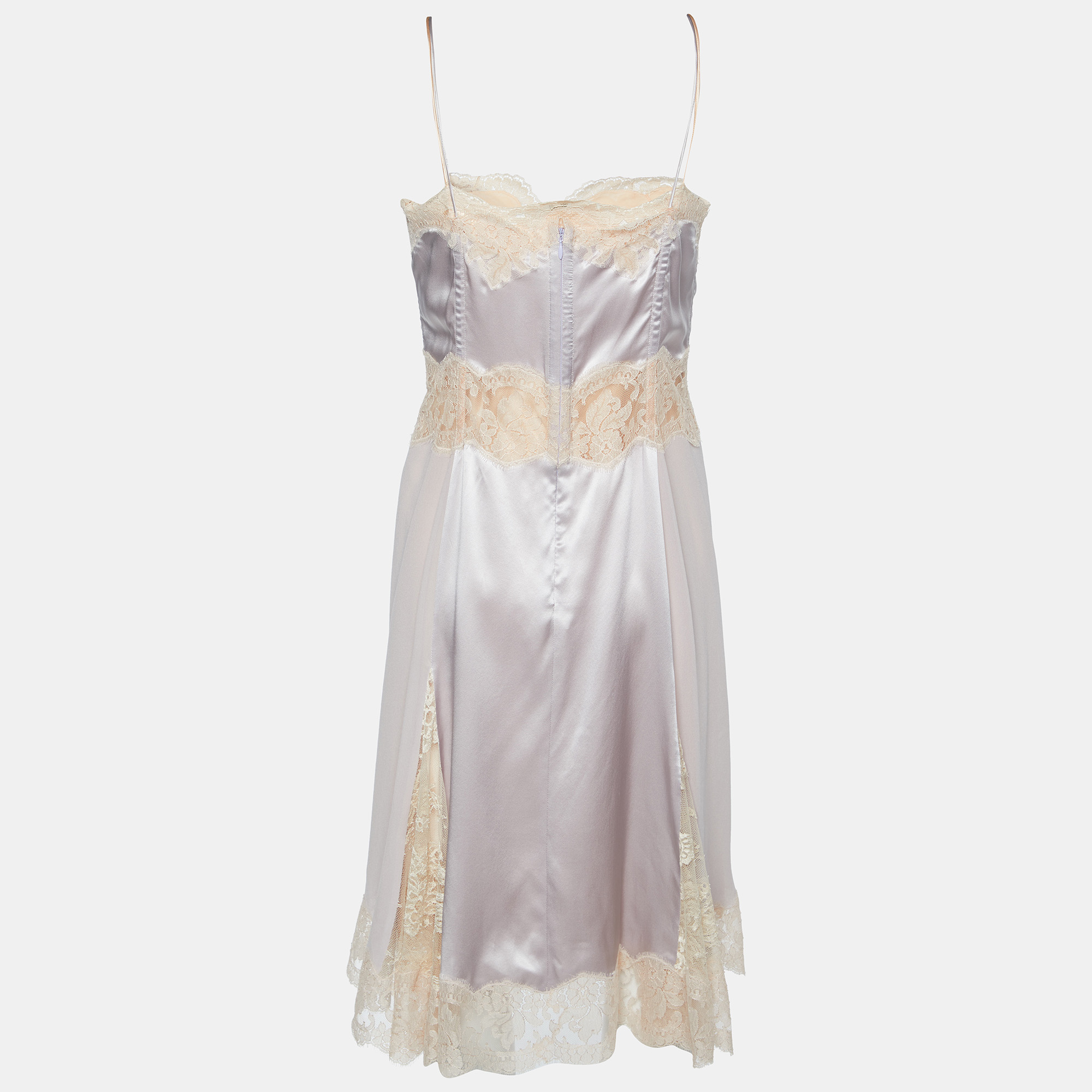 

Dolce & Gabbana Light Purple & Pink layered Silk Satin & Lace Slip Dress