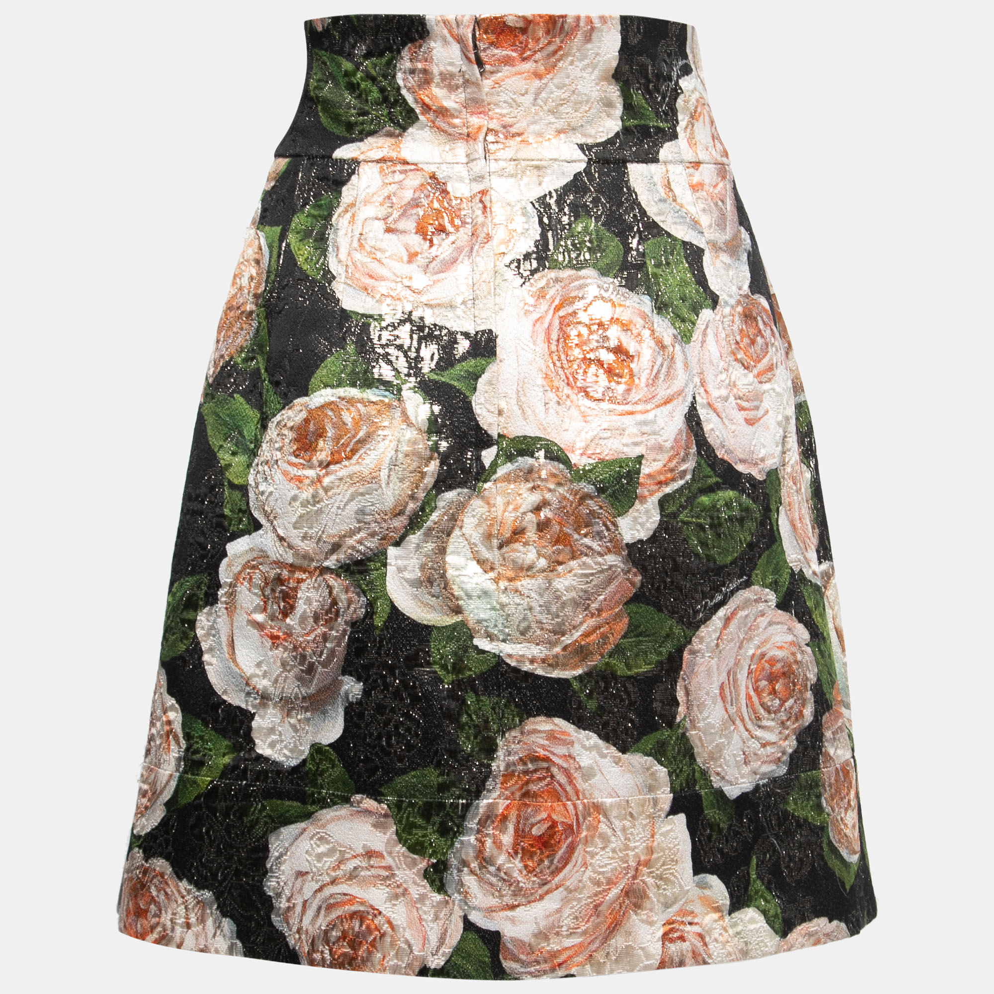 

Dolce & Gabbana Black/Metallic Jacquard Button Embellished Mini Skirt
