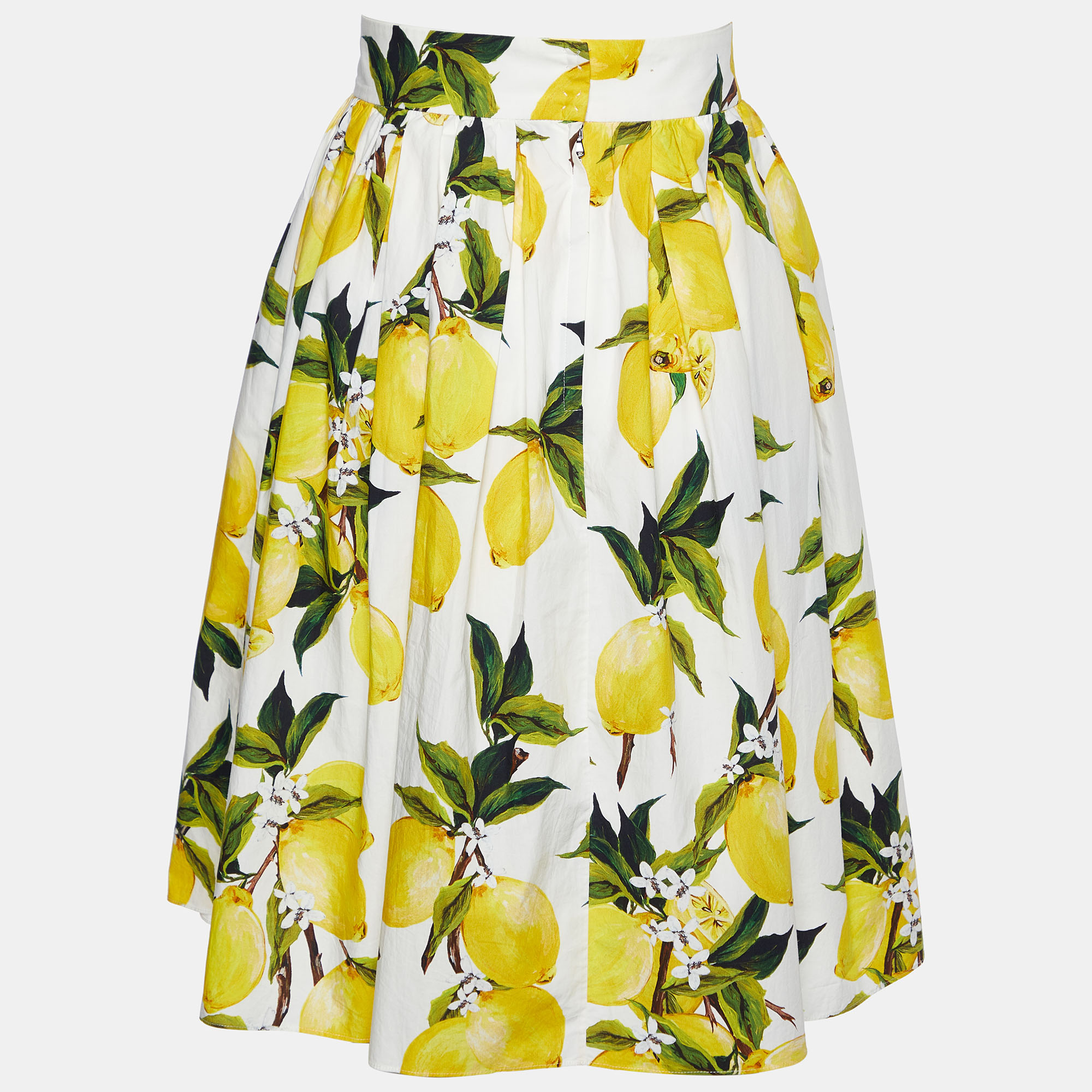 

Dolce & Gabbana White Lemon Printed Cotton Skirt