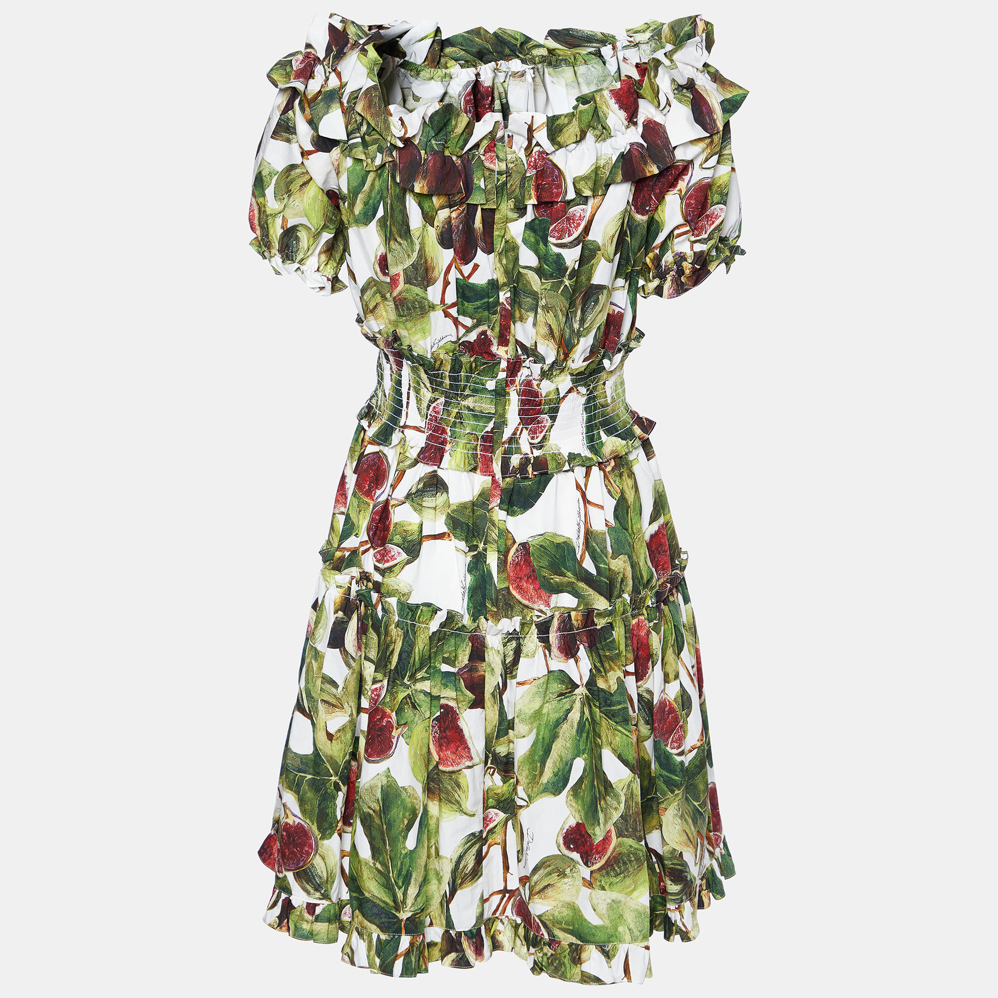 

Dolce & Gabbana Multicolor Fig Printed Midi Dress