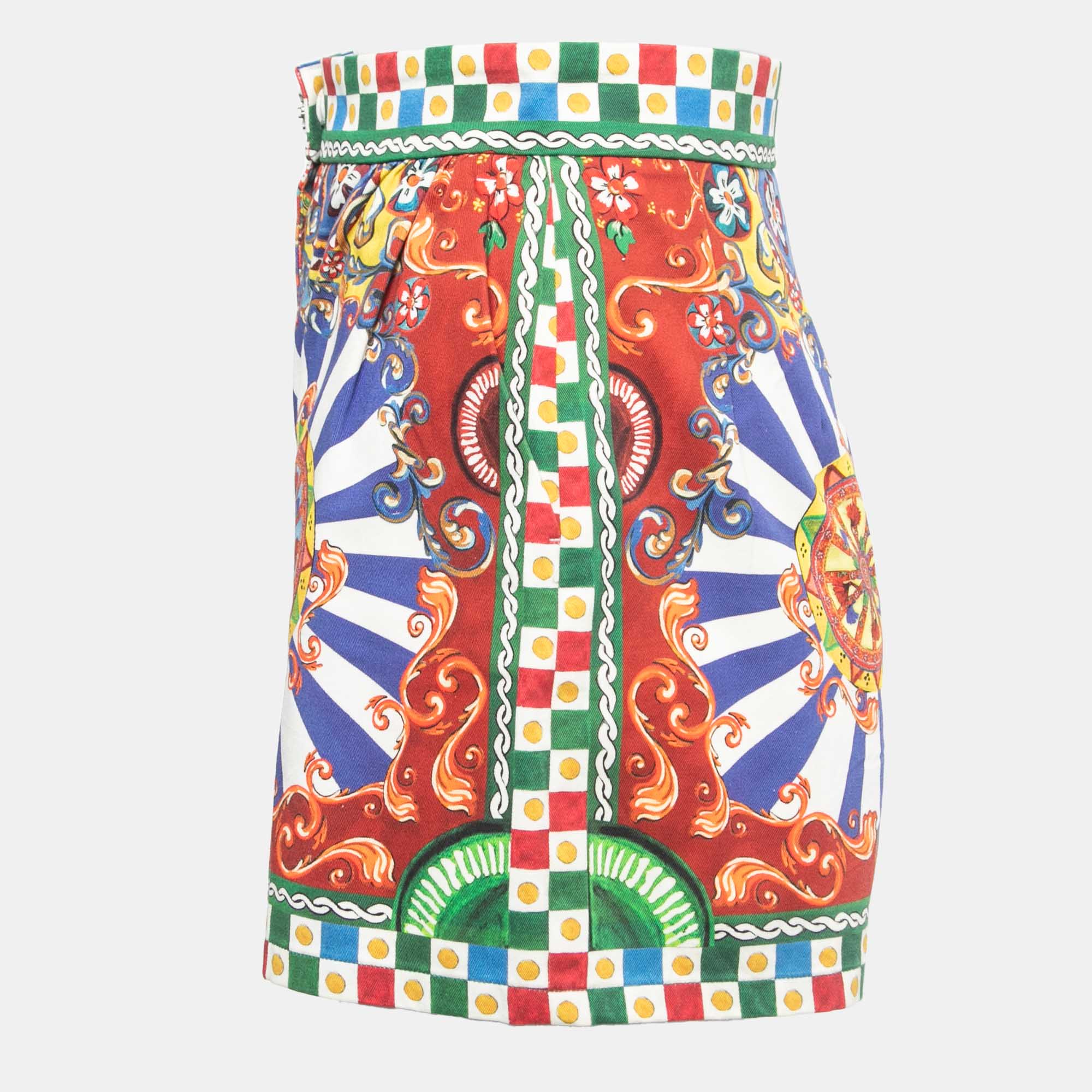 

Dolce & Gabbana Multicolor Carreto Print Cotton Twill Shorts