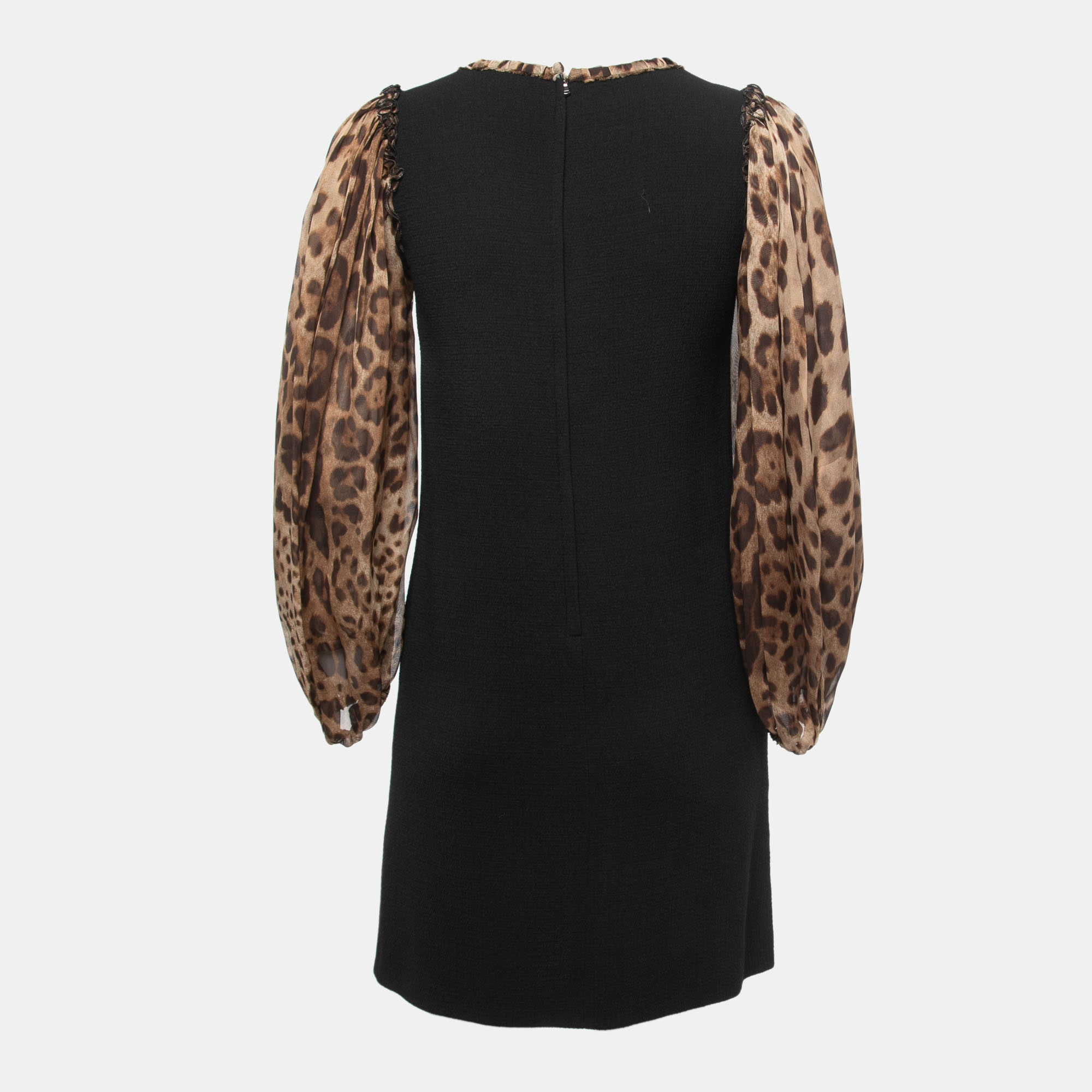 

Dolce & Gabbana Black/Brown Animal Print Chiffon Sleeves Mini Dress
