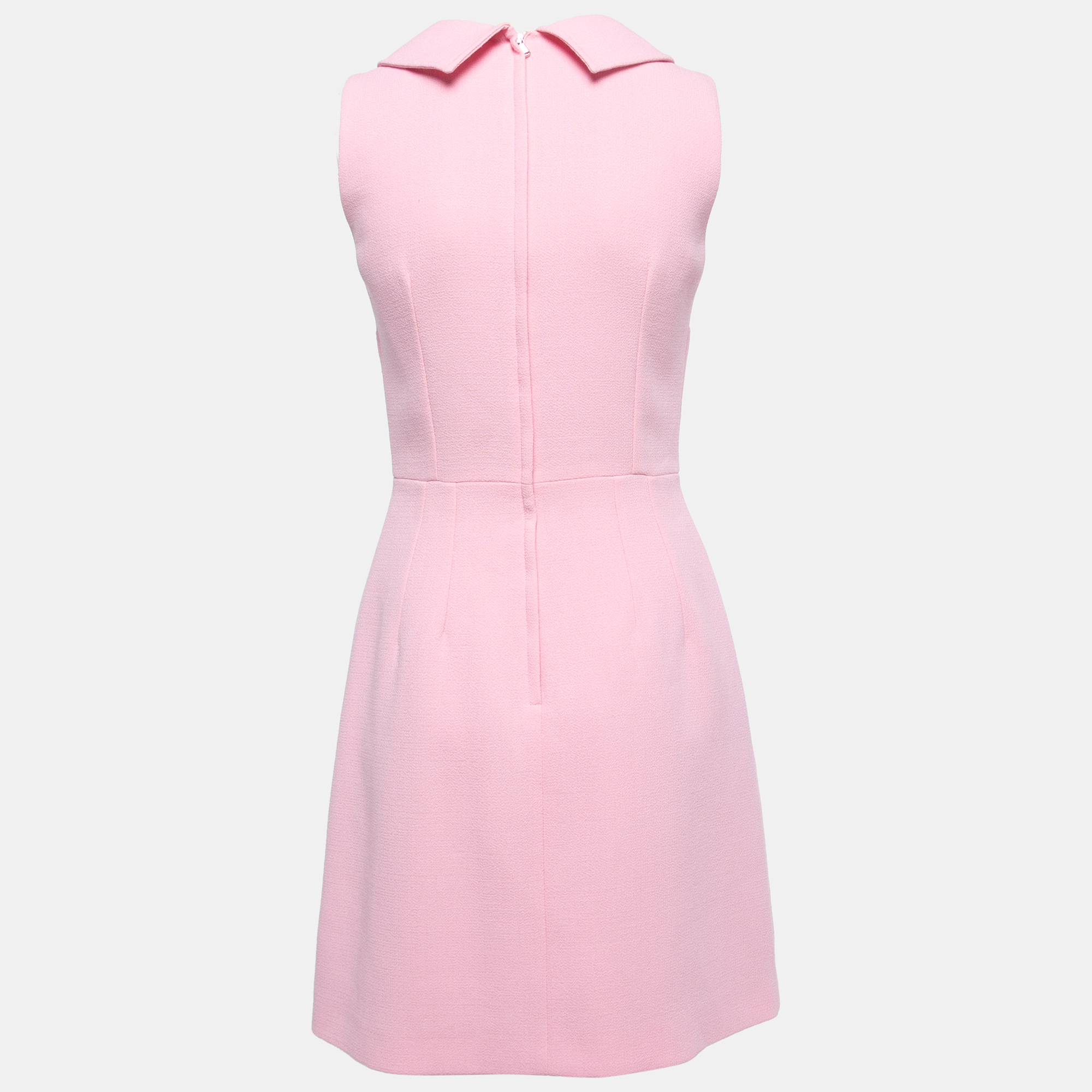 

Dolce & Gabbana Pink Wool Floral Button Embellished Mini Dress