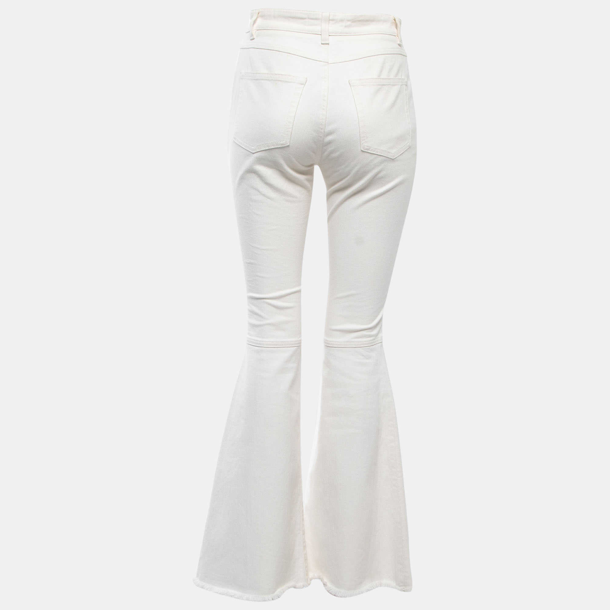 

Dolce & Gabbana White Denim Sacred Heart Patch Flared Jeans  Waist 28