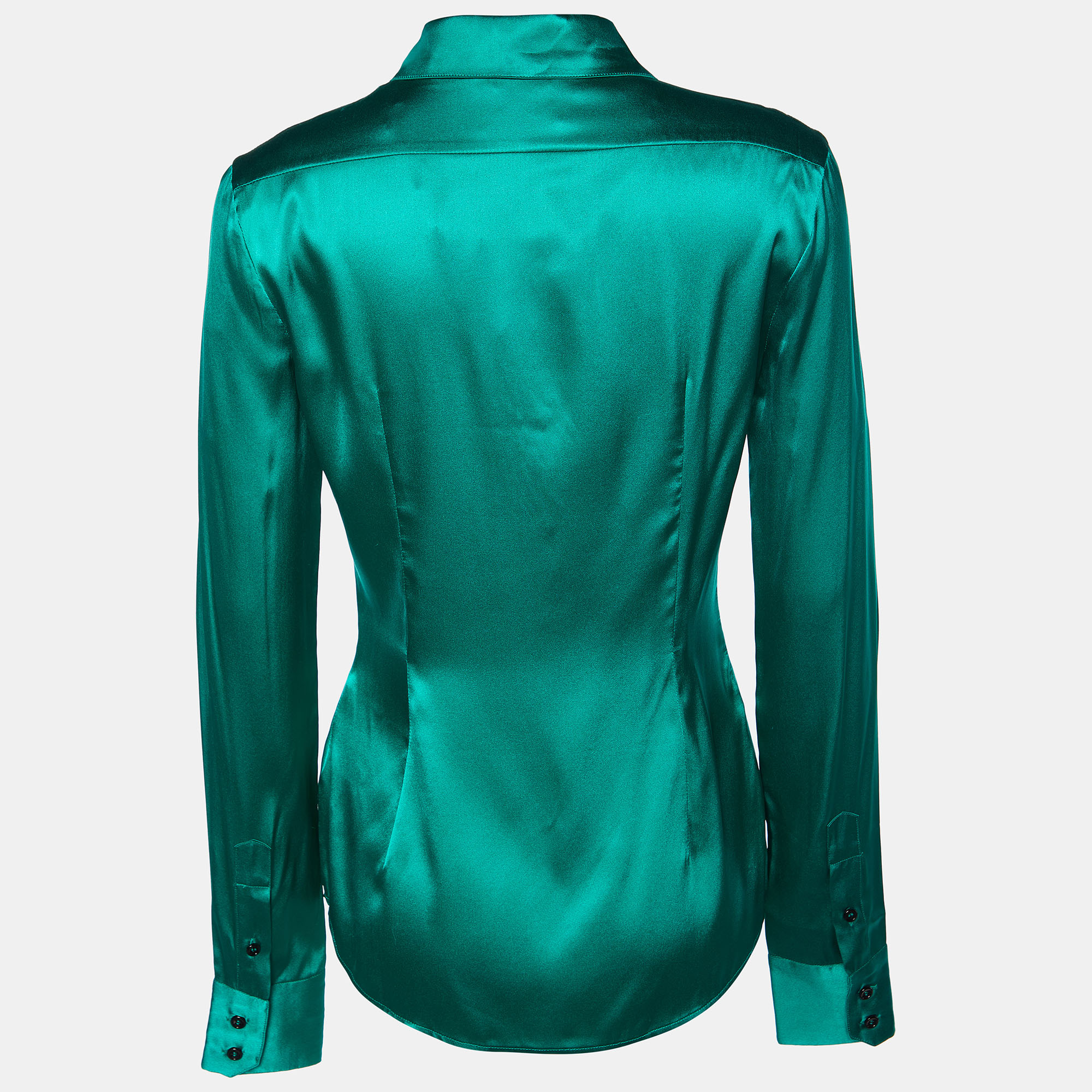

Dolce & Gabbana Green Silk Satin Button Front Shirt