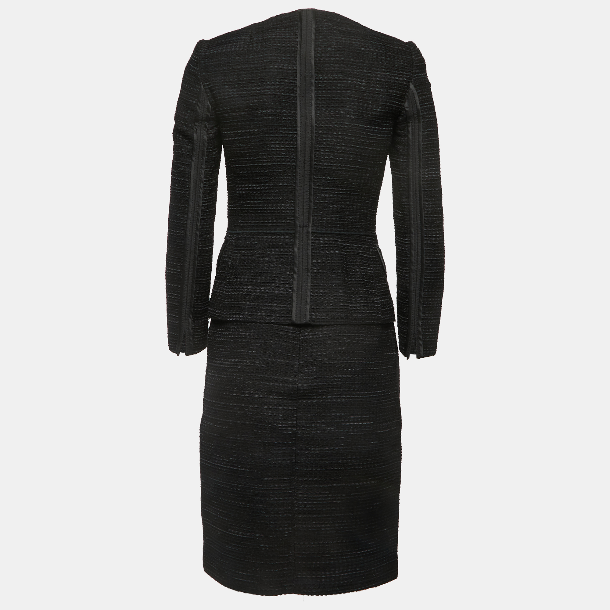 

Dolce & Gabbana Black Textured Cotton Blend Skirt Suit