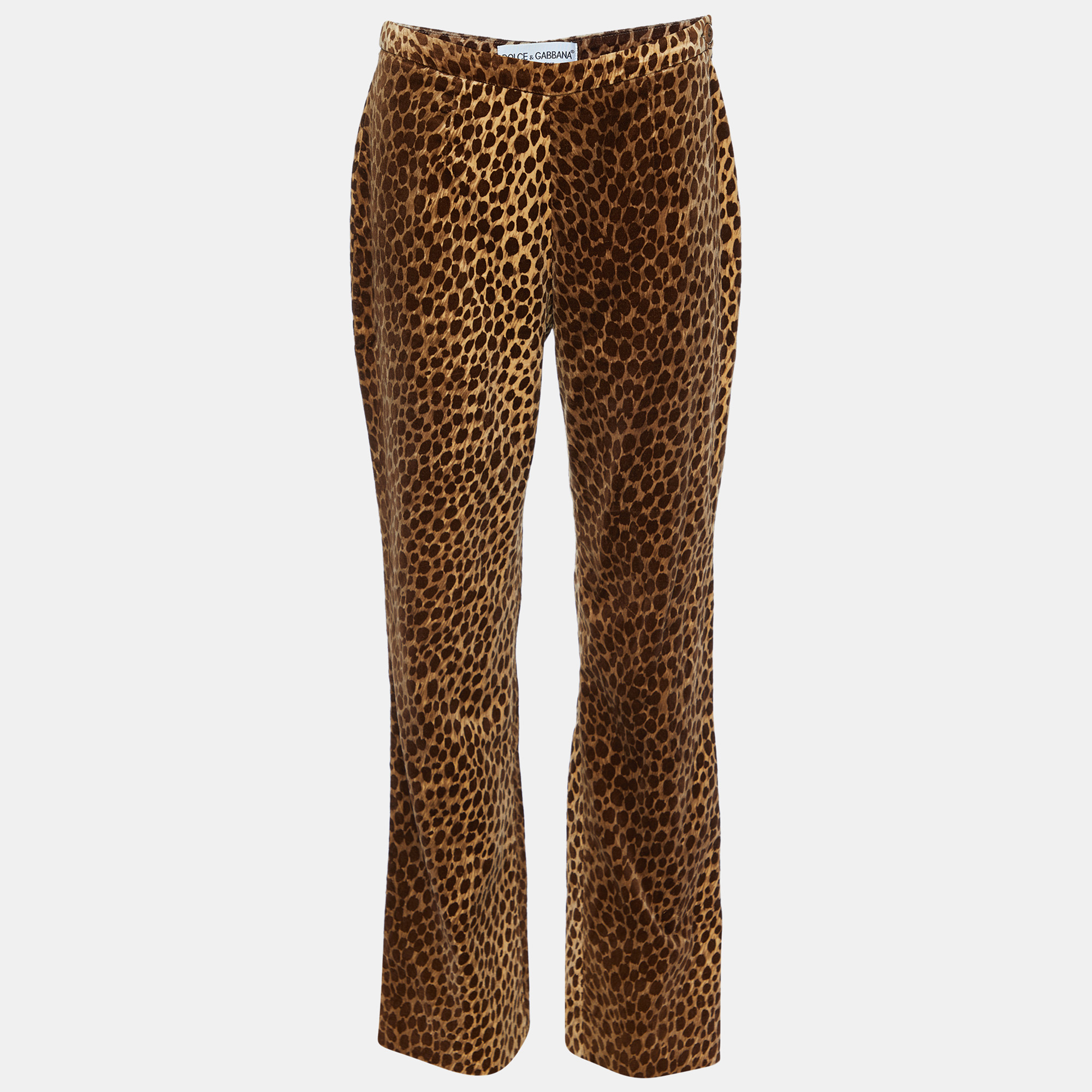 

Dolce & Gabbana Brown Animal Printed Velvet Pants