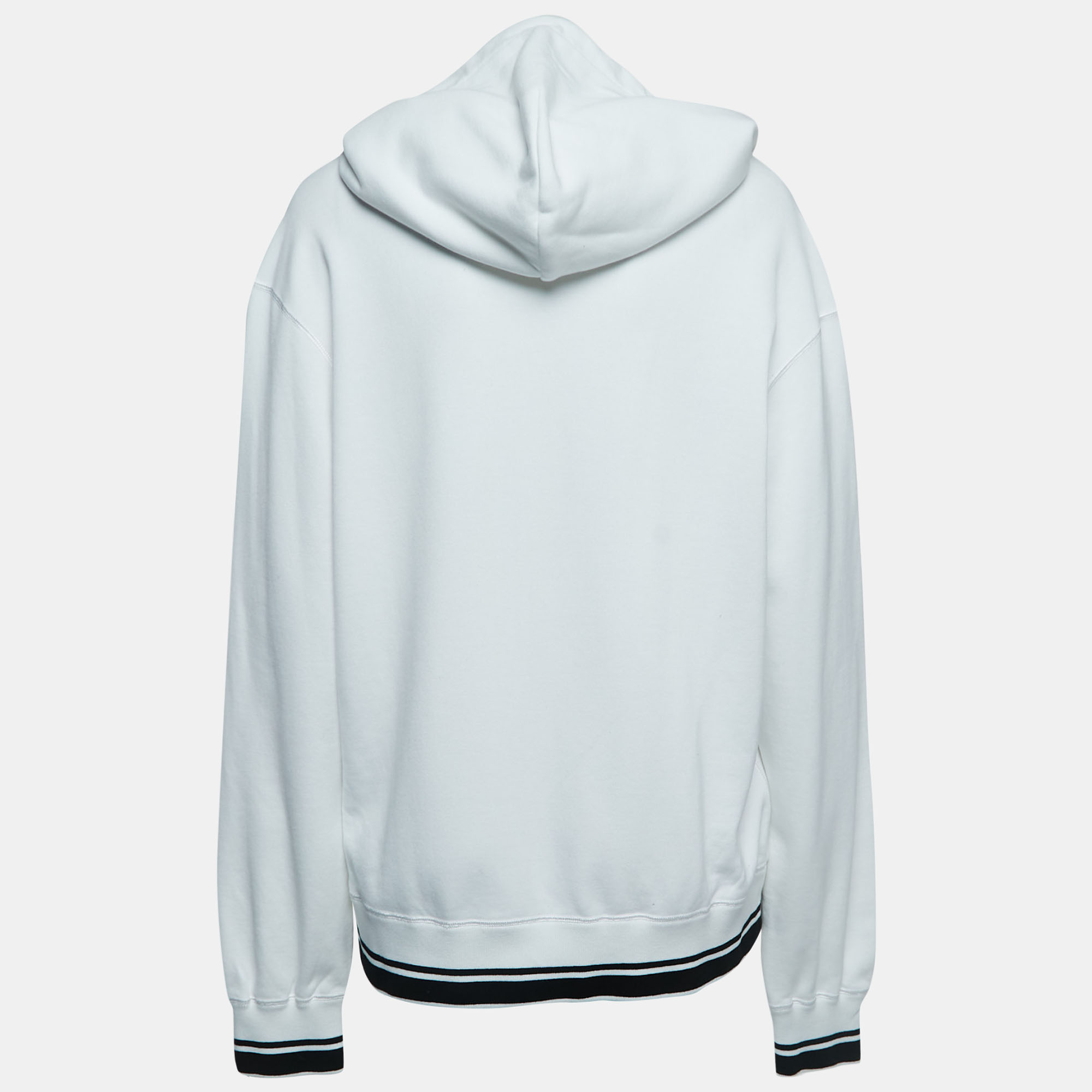 

Dolce & Gabbana White Logo Print Cotton Hooded Sweatshirt