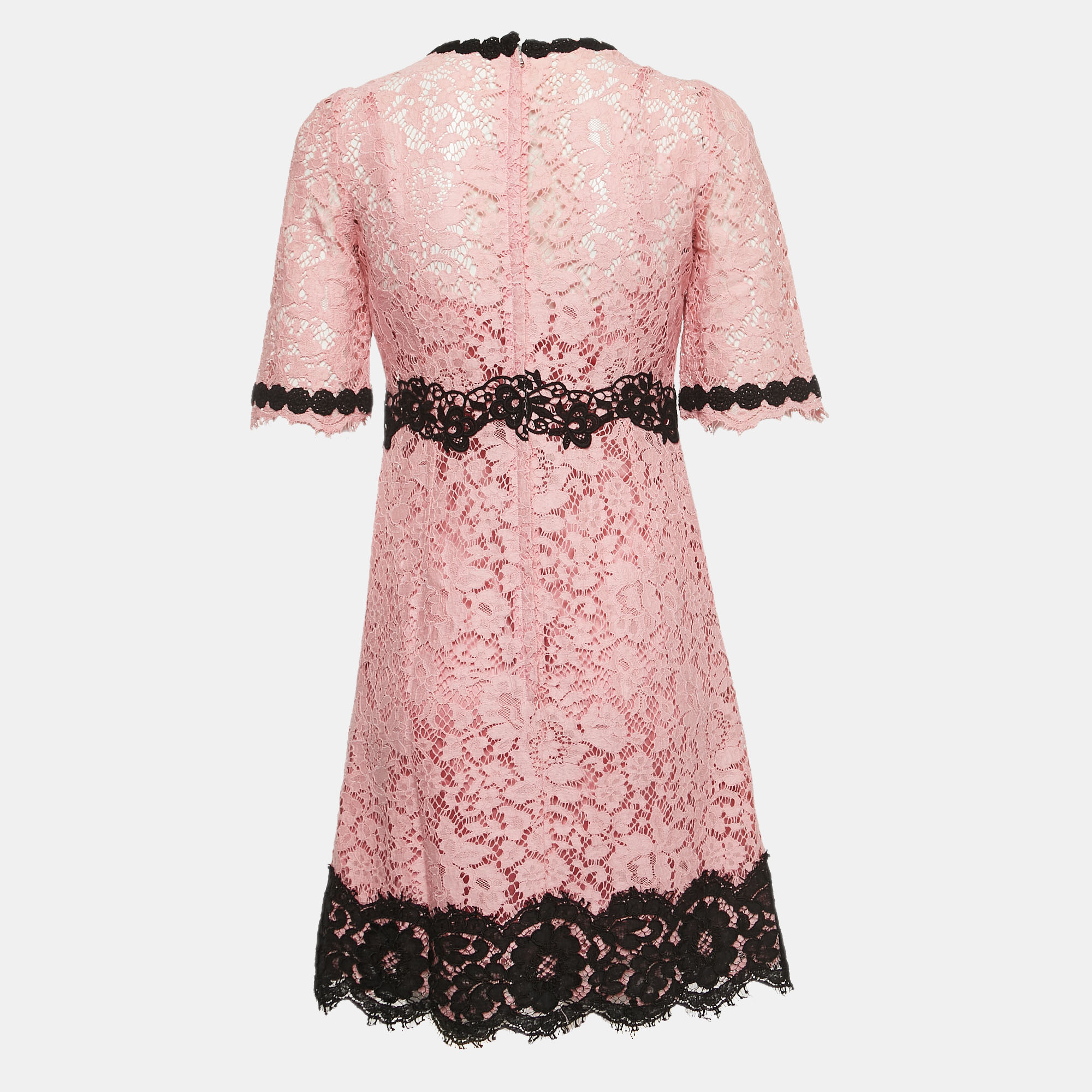 

Dolce & Gabbana Pink/Black Floral Lace Mini Dress