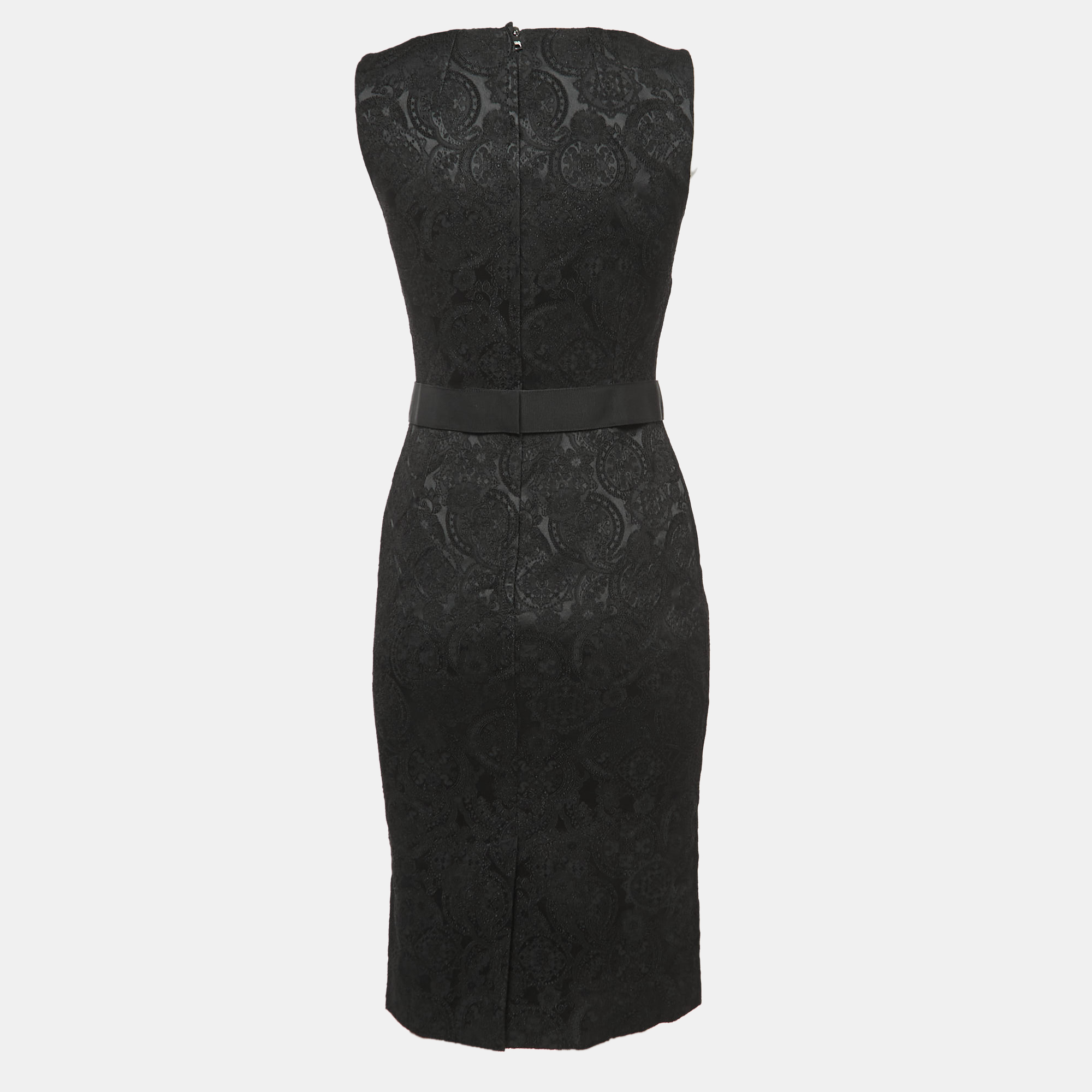 

Dolce & Gabbana Black Jacquard Sheath Midi Dress