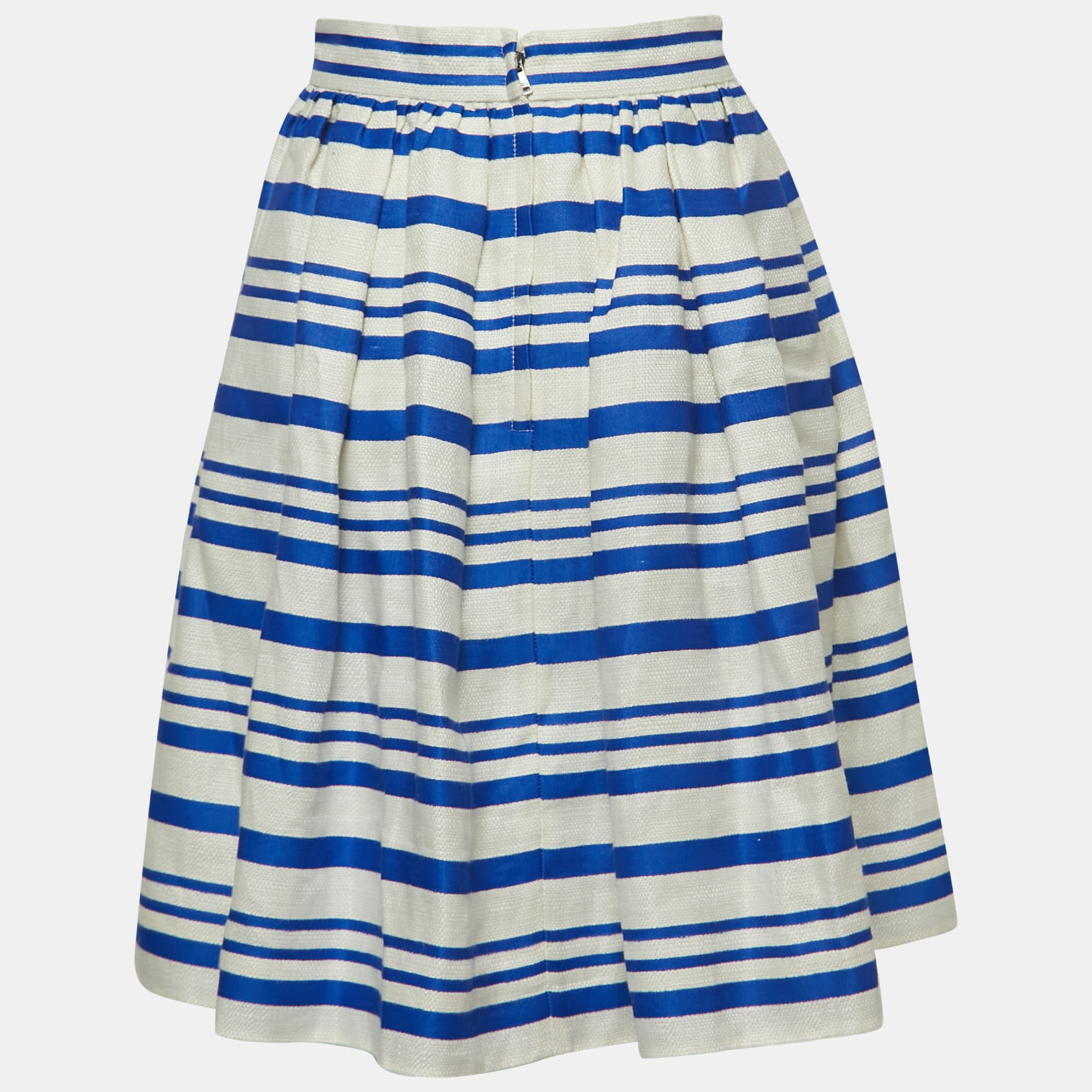 

Dolce & Gabbana White/Blue Striped Linen Blend Mini Skirt