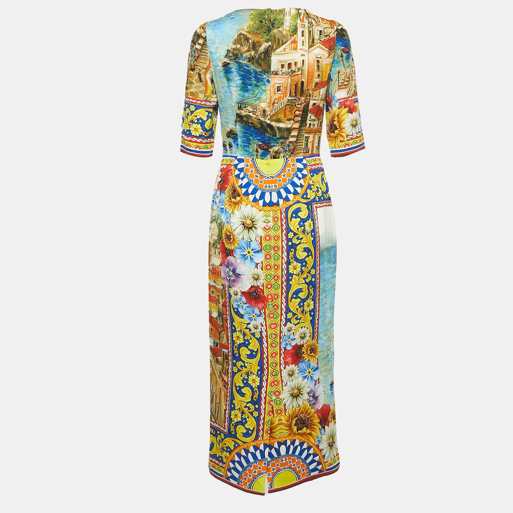 

Dolce & Gabbana Multicolor Sorrento Print Silk Midi Dress