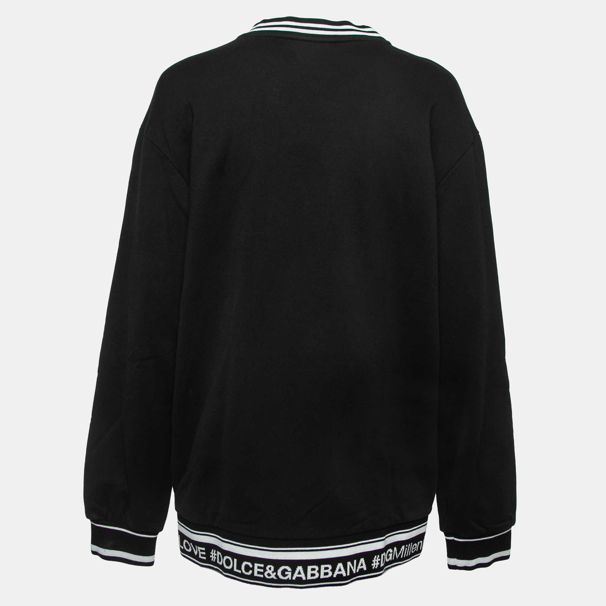 

Dolce & Gabbana Black Cotton Love is Love Embroidered Sweatshirt