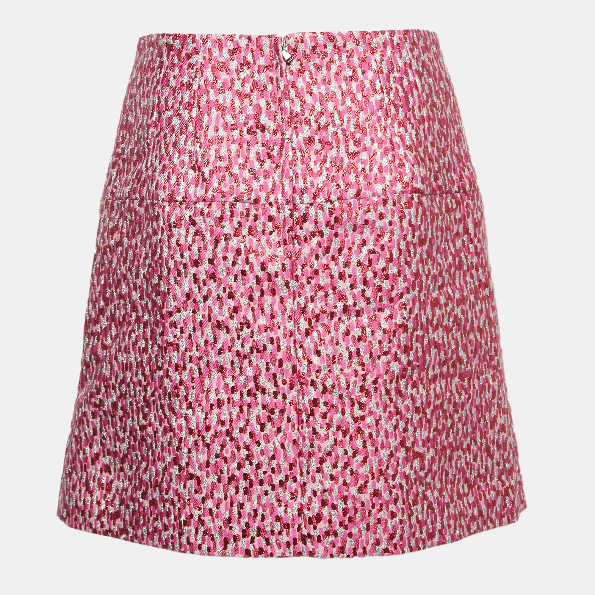 

Dolce & Gabbana Pink Jacquard Button-Embellished Mini Skirt