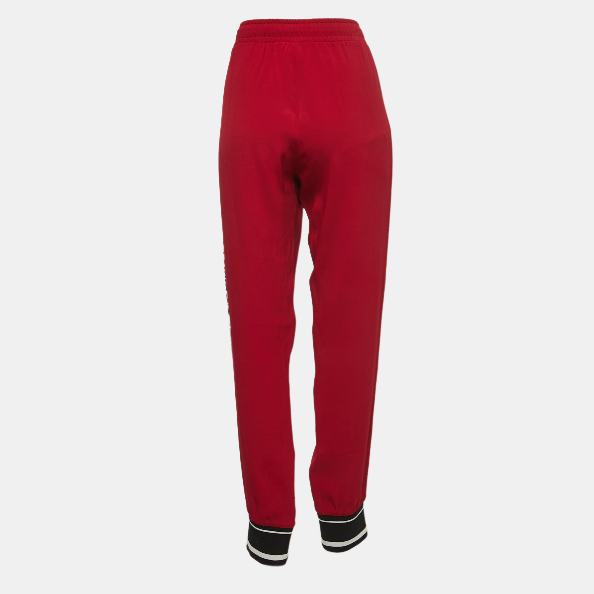 

Dolce & Gabbana Red Crepe Logo Trimmed Drawstring Joggers