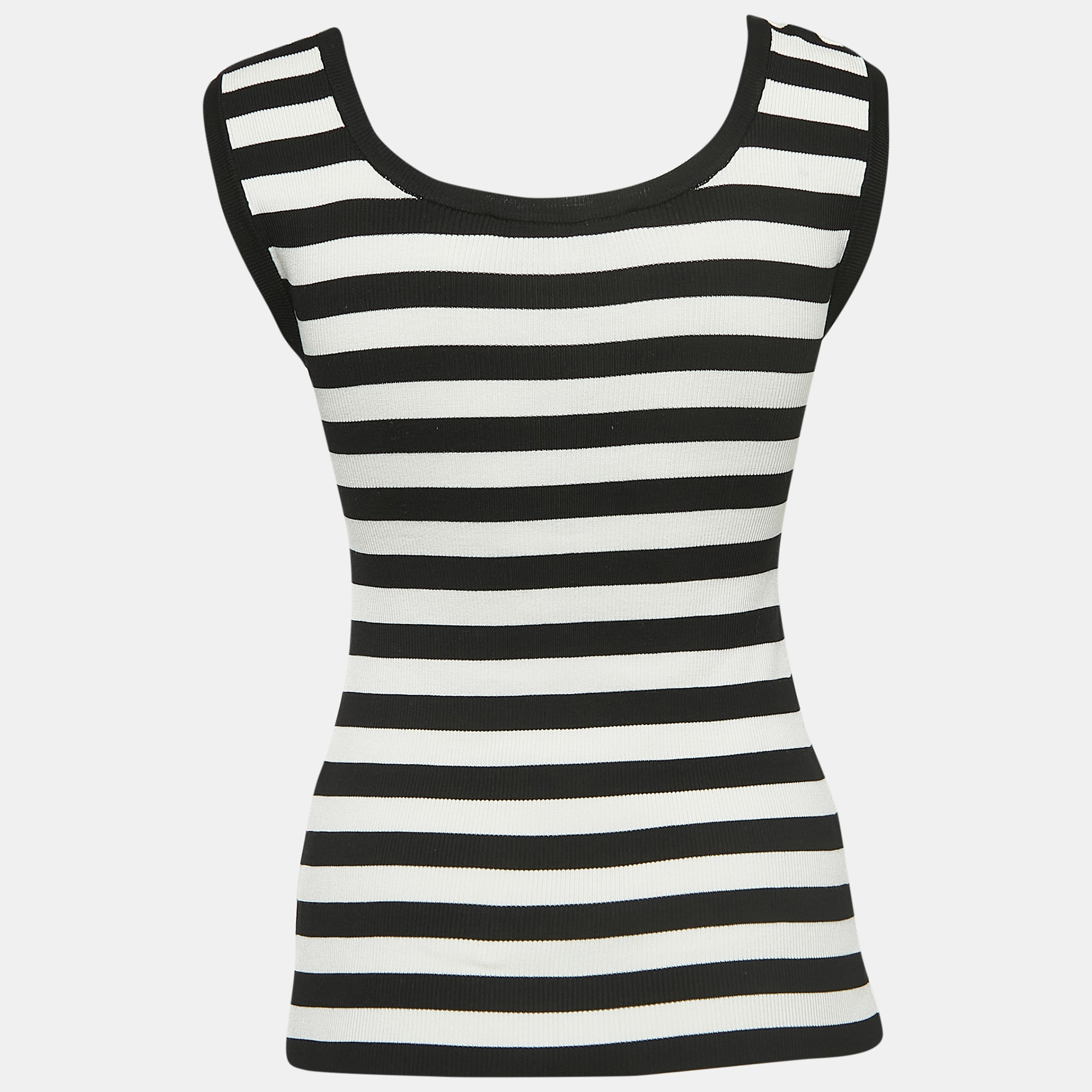 

Dolce & Gabbana Black/White Striped Silk Knit Tank Top